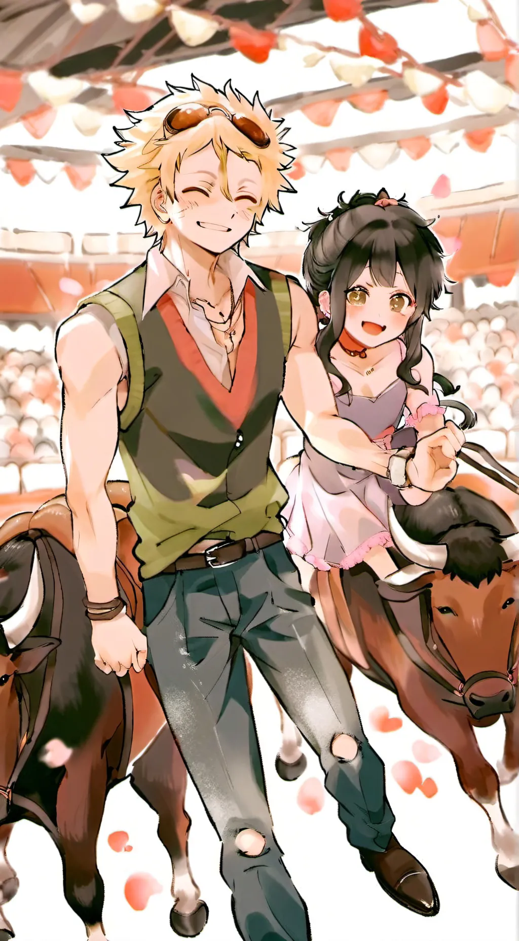 ai character: mha bull riding  background