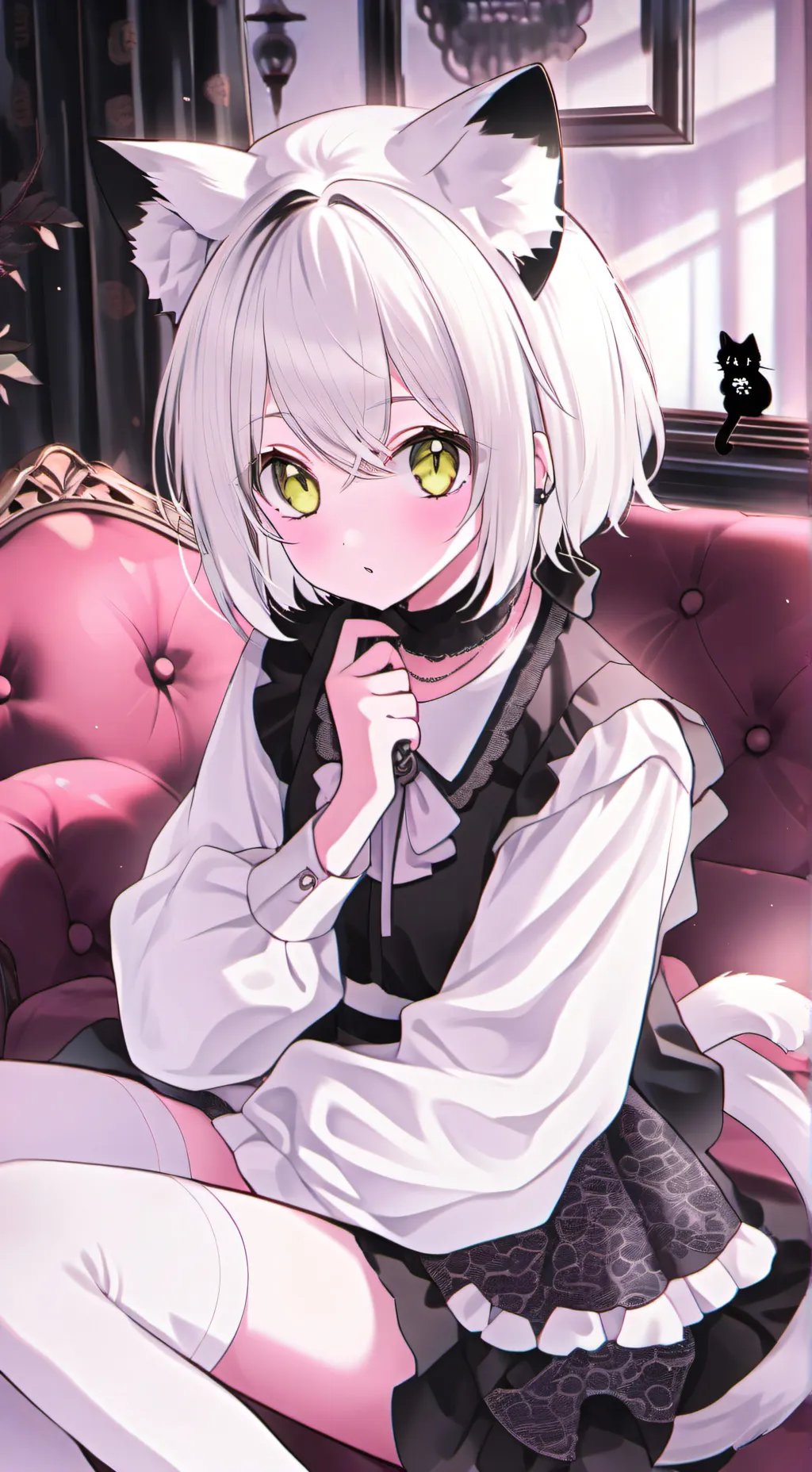 ai character: Inky Whiskers the Cat Spirit background