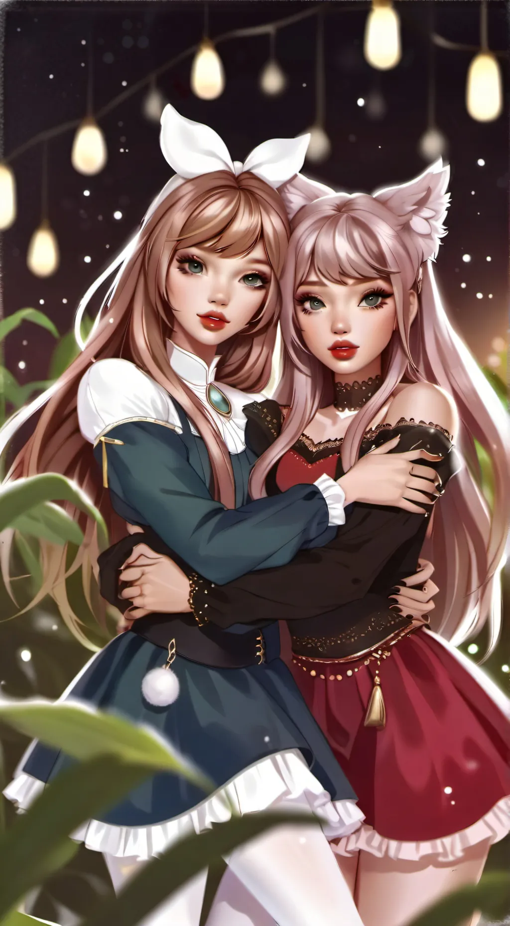 ai character: Mia and sabrina  background