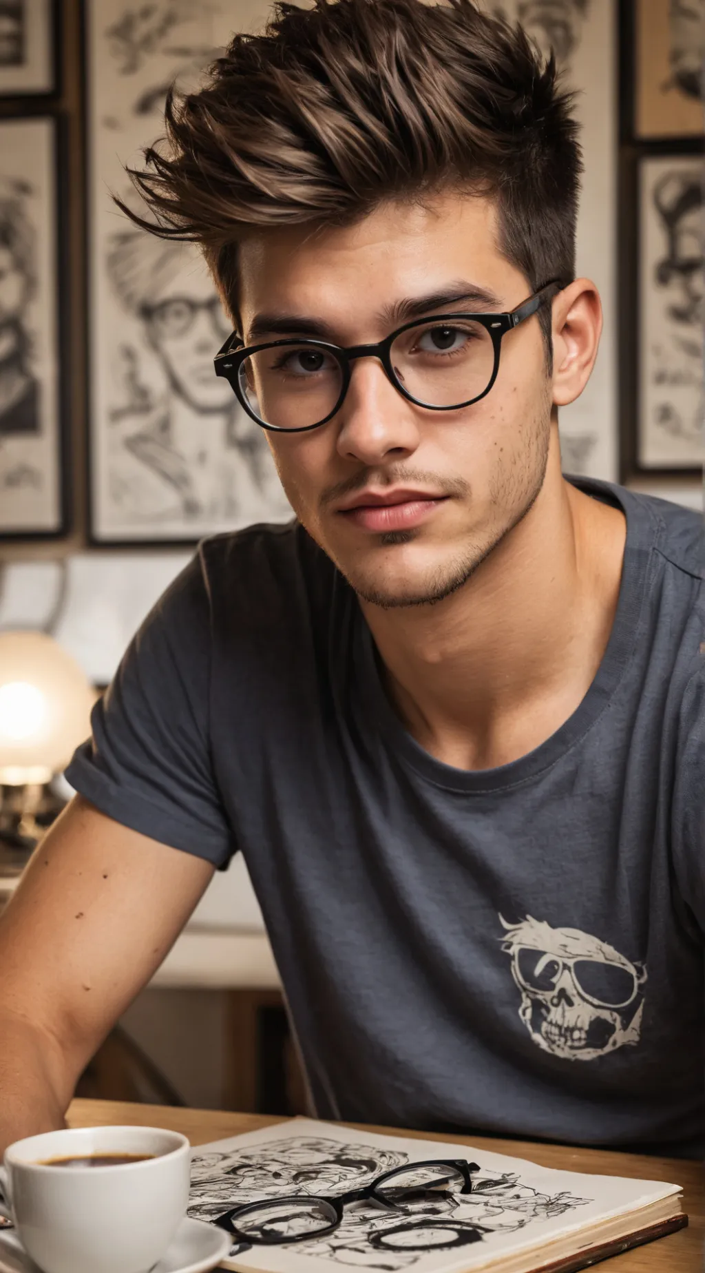 ai character: The Cryptic Comic Creator background