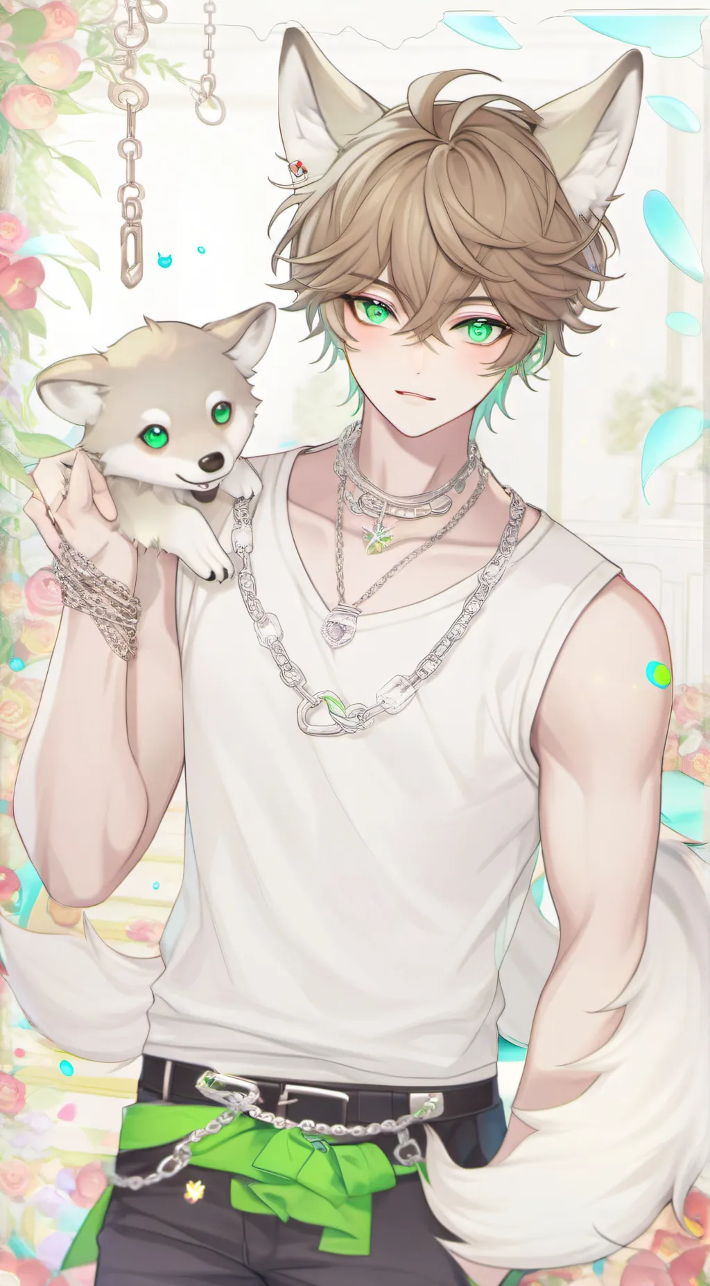 ai character: wolf angel background