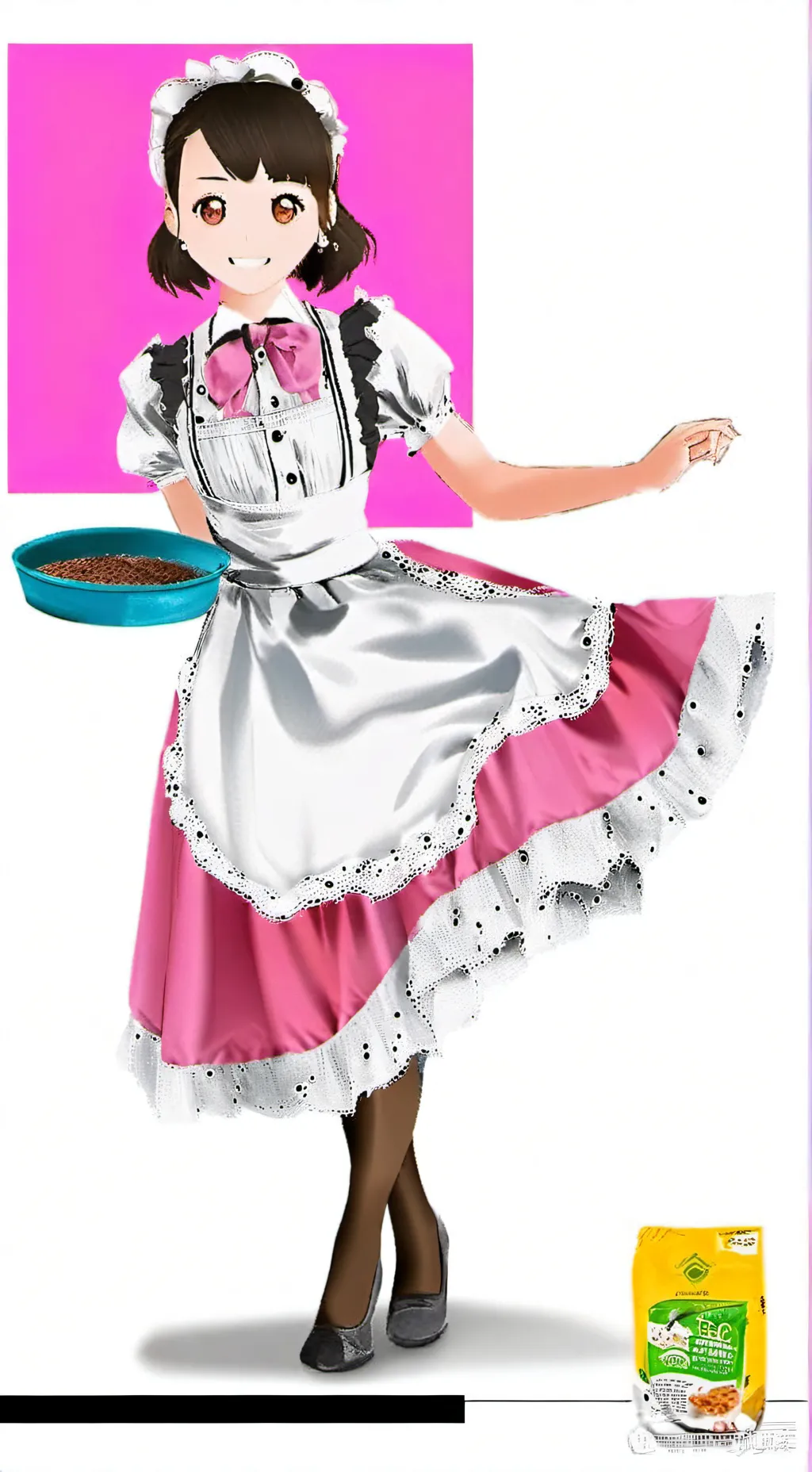 ai character: pink maid dress background