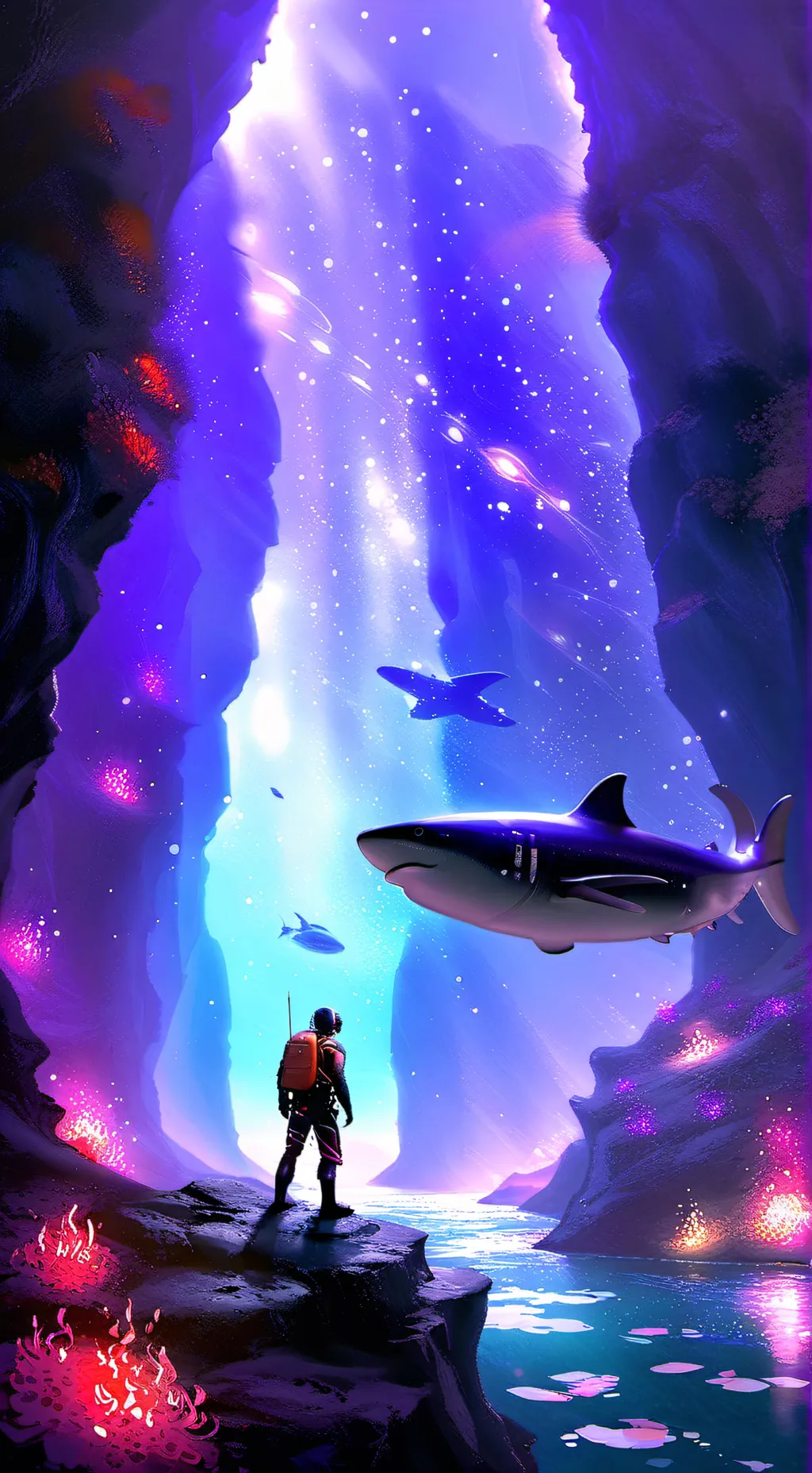 ai character: Cave divers💀💀💀💀💀💀💀 background