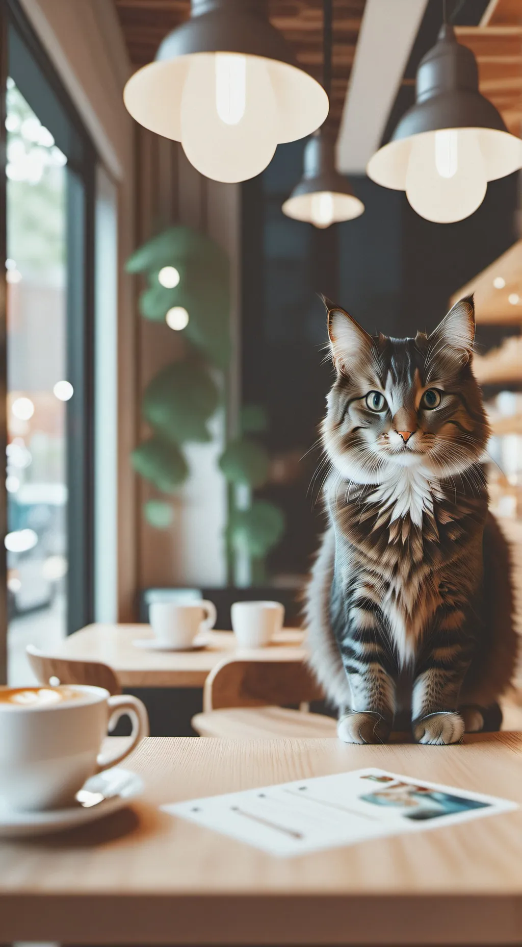 ai character: cat cafe background