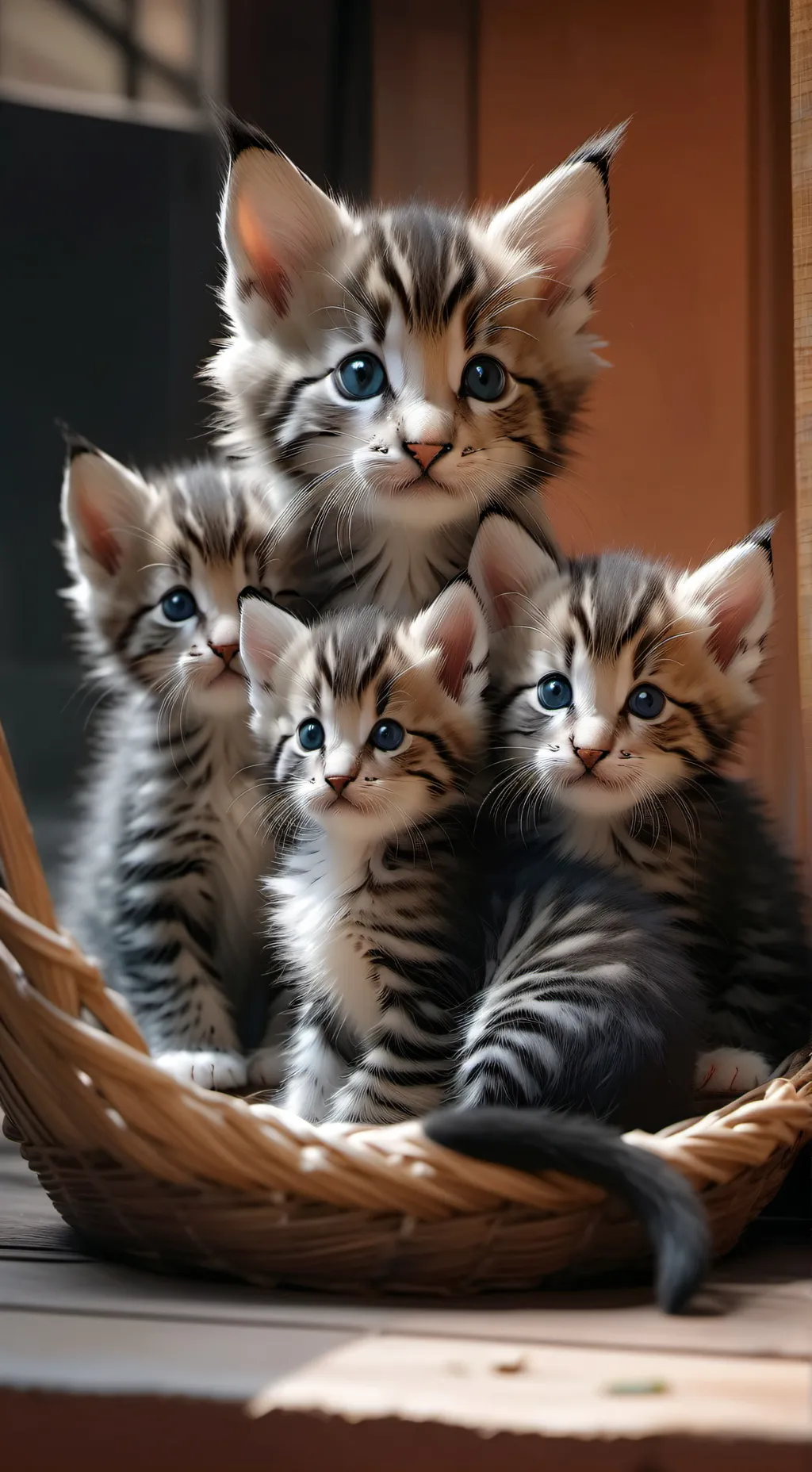 ai character: mama cat&4 kits background