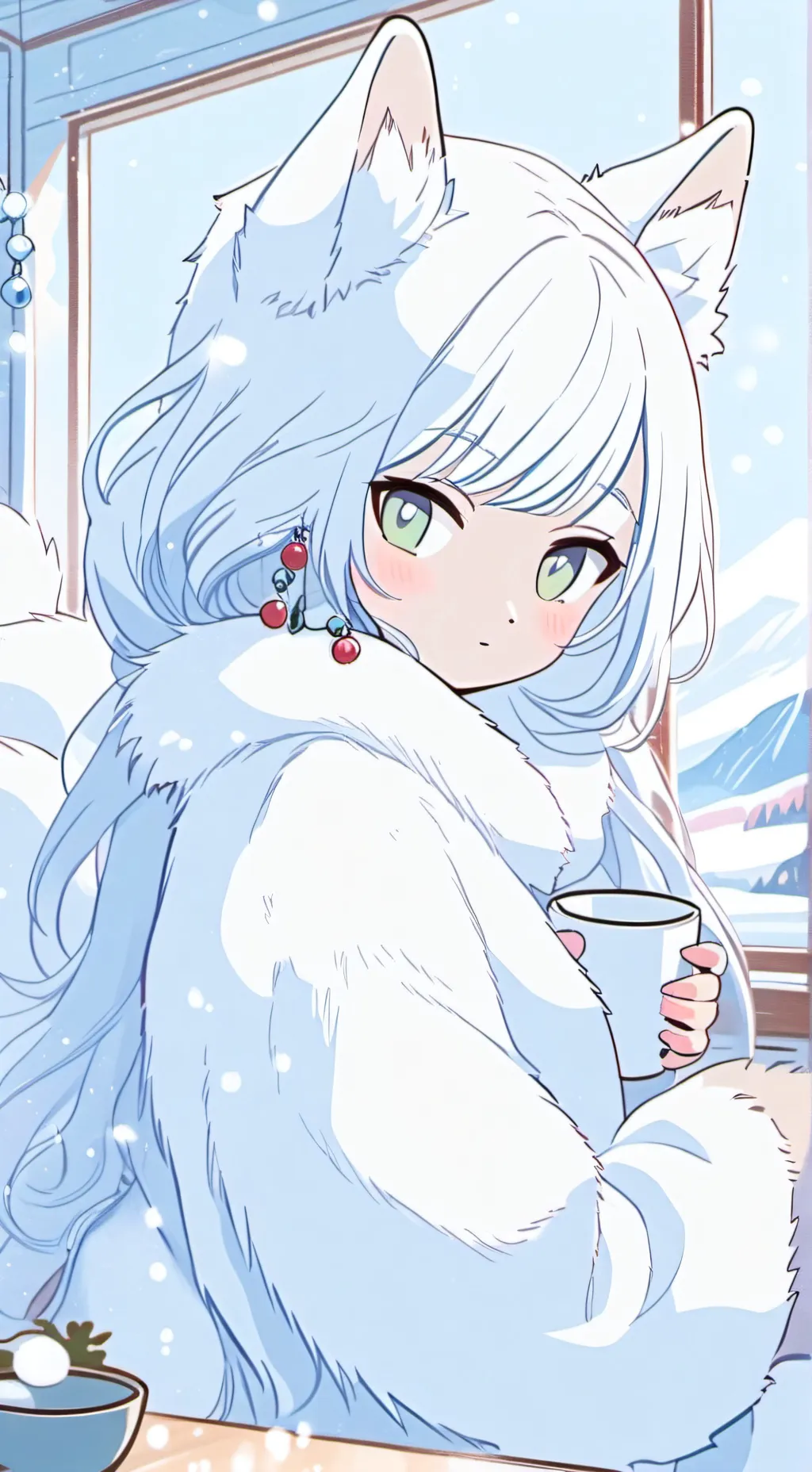 ai character: Snowdrift Spirit Furry background