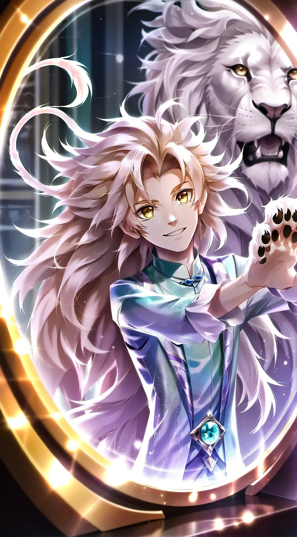 ai character: Lionheart Furry background