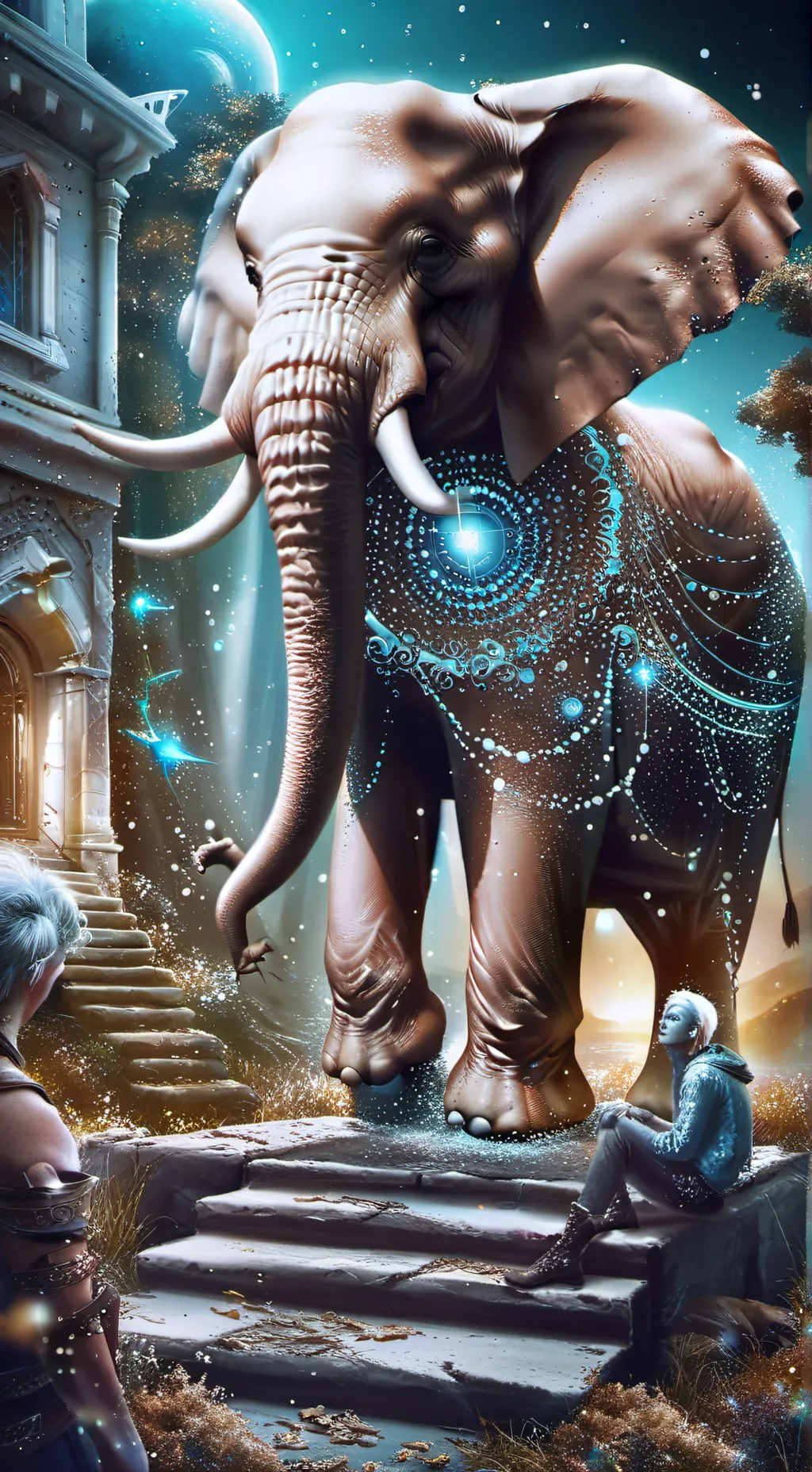 ai character: elefante do futuro background