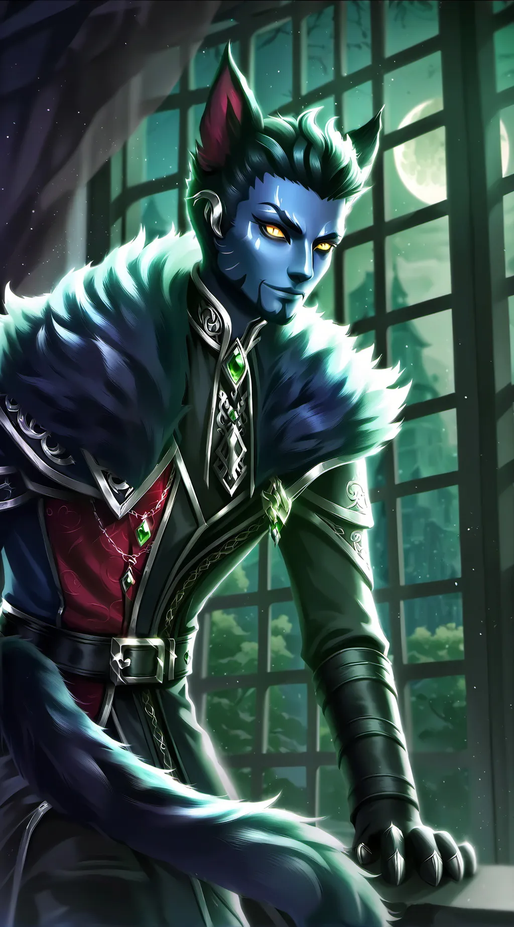 ai character: Vampire Cat Furry background