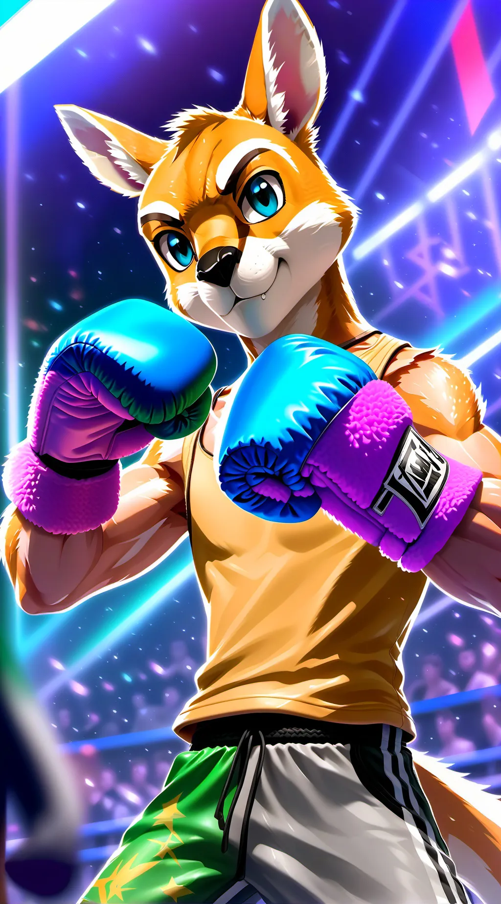 ai character: Boxy the Tan Kangaroo Furry background