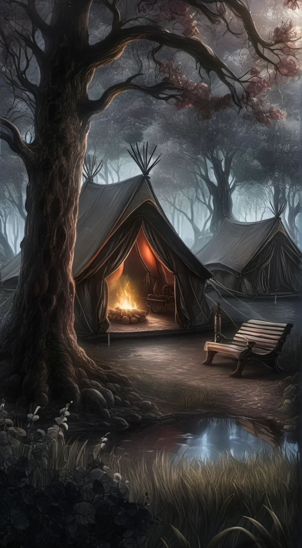 ai character: FPE goes camping  background