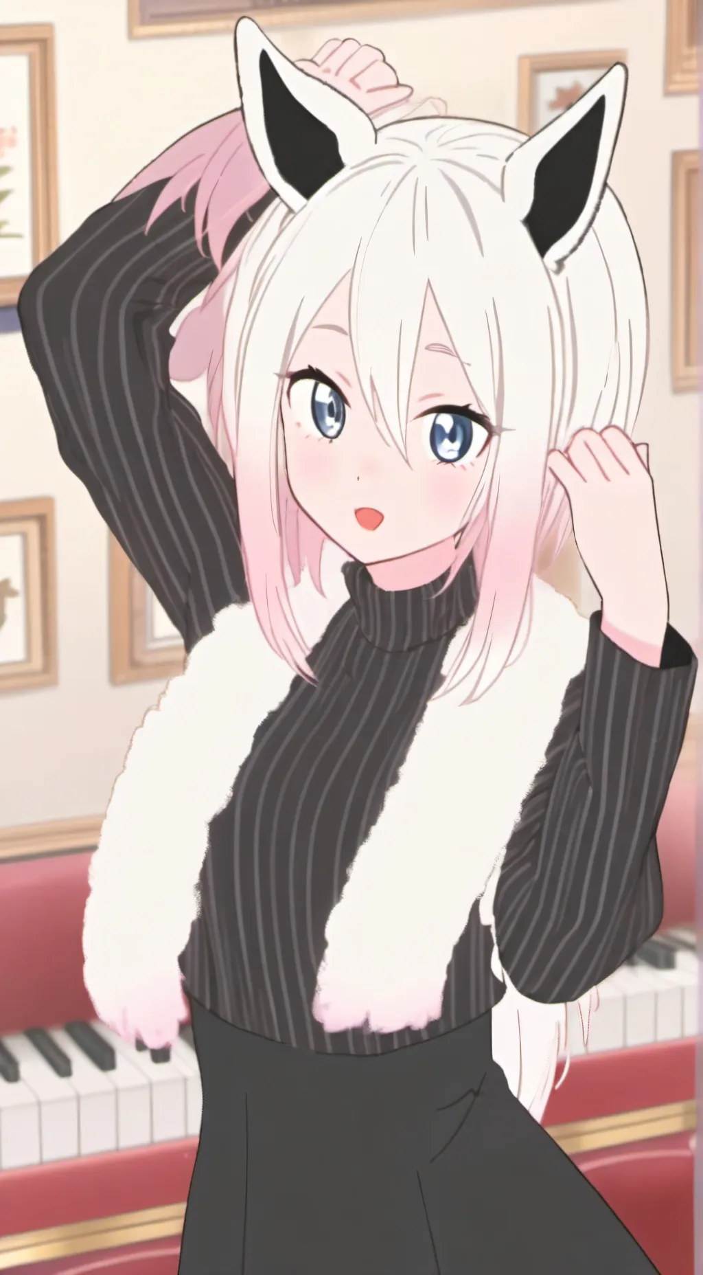 ai character: Snow Spirit Zebra Furry background