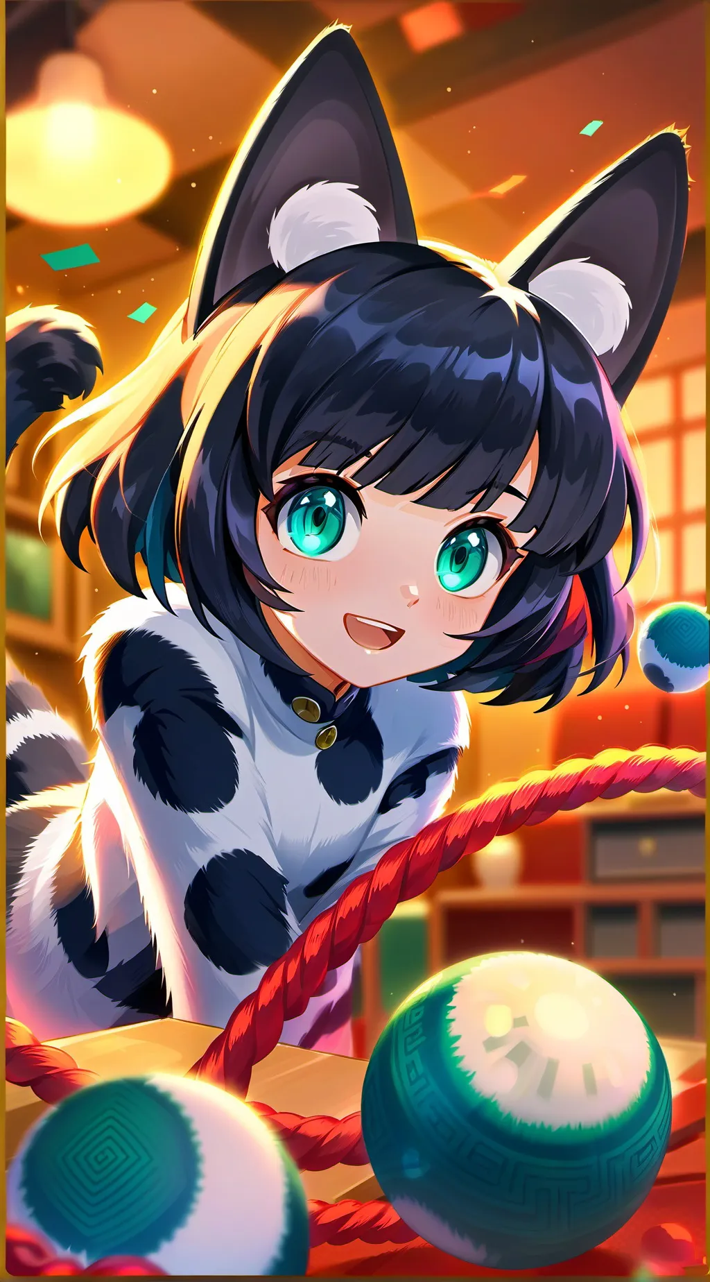 ai character: Luna the Cowprint Feline background