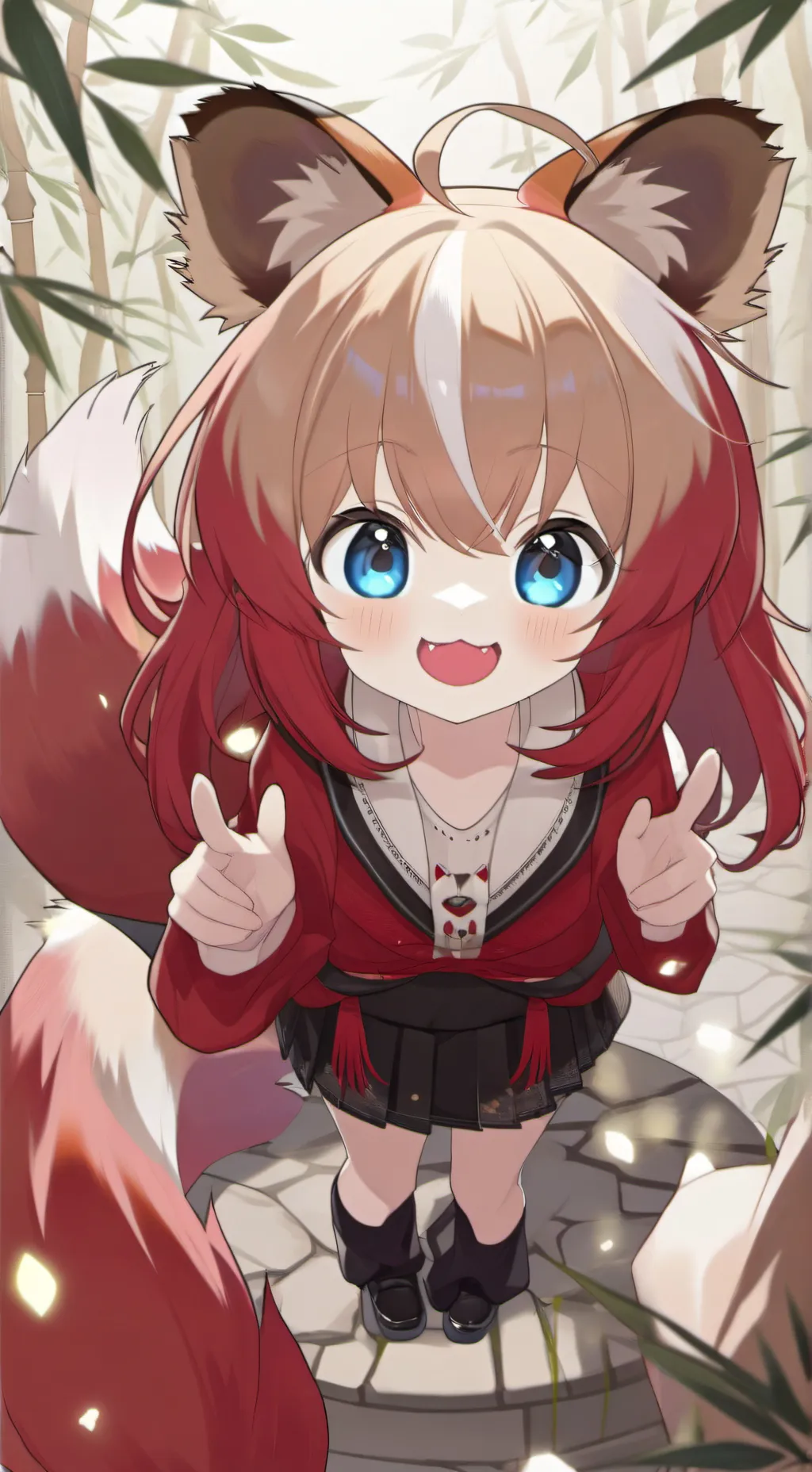 ai character: Russet Red Panda Furry background
