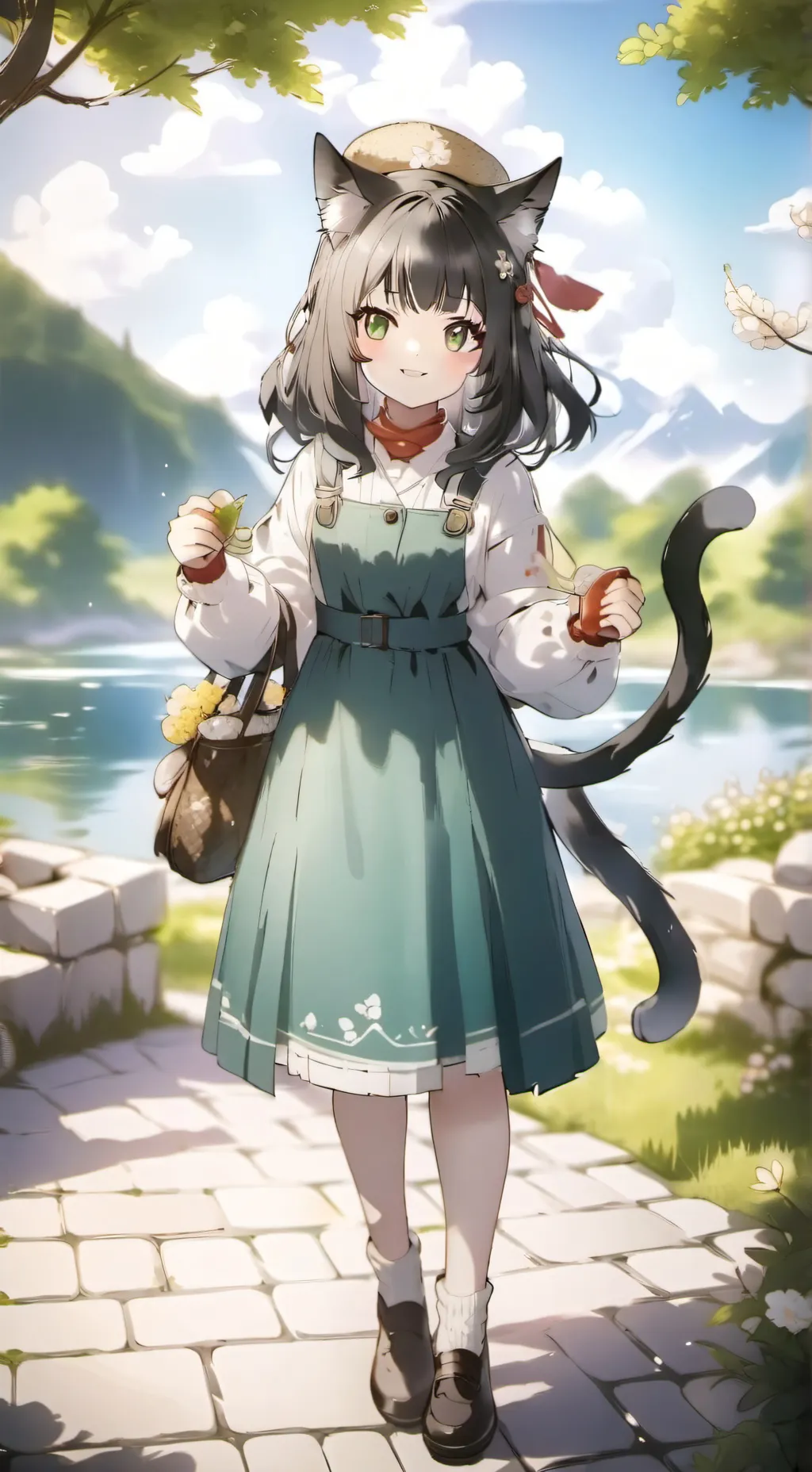 ai character: Yarny the Catgirl background