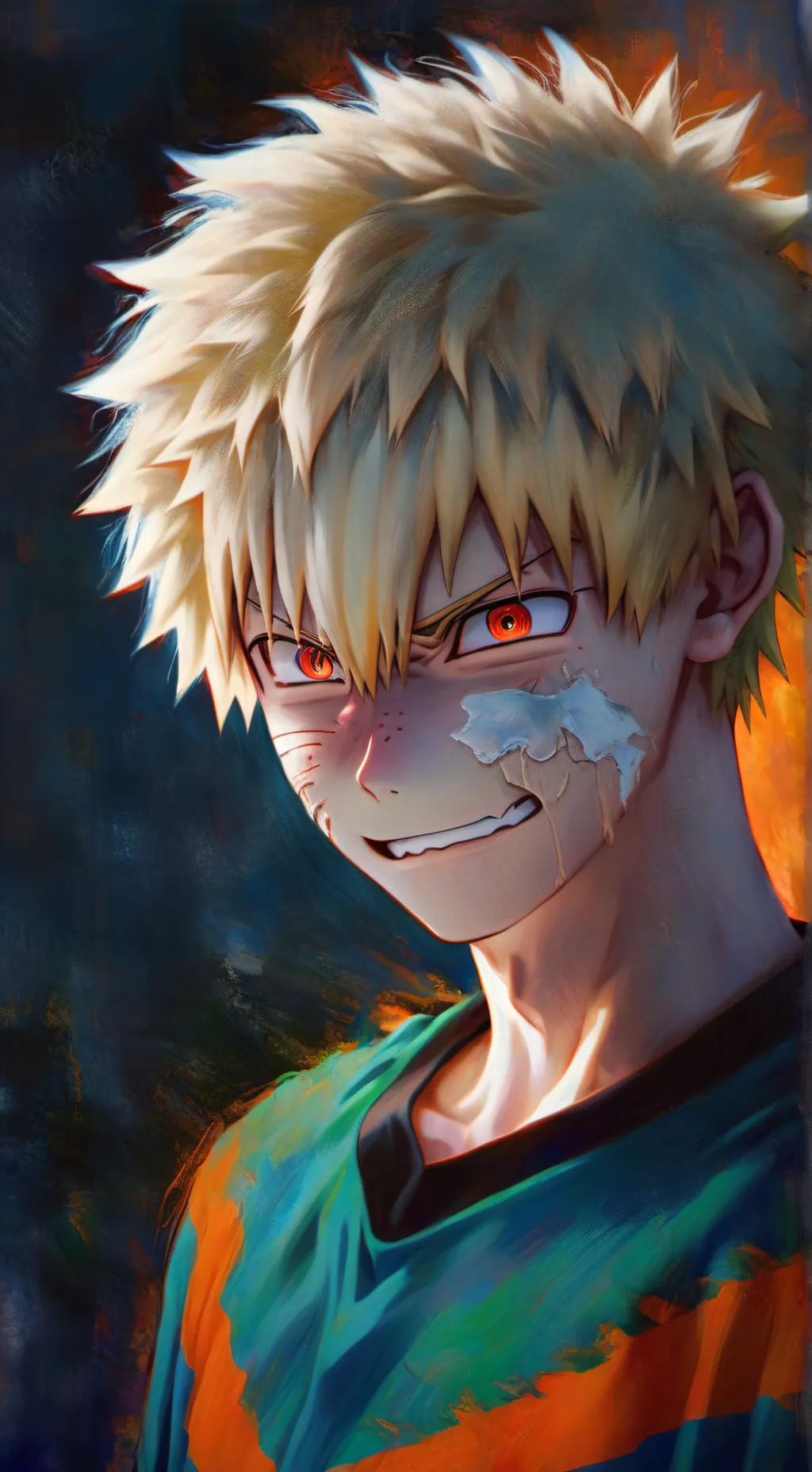 ai character: sad bakugo  background