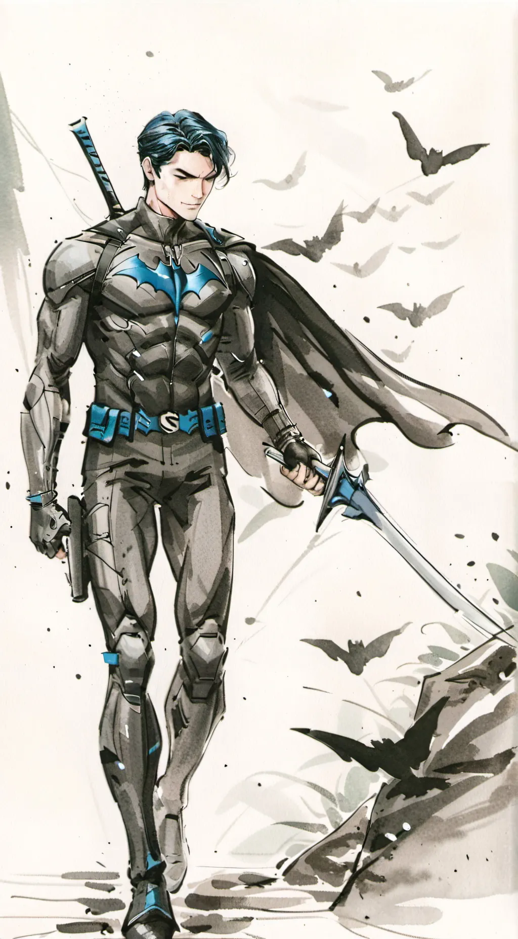 ai character: Nightwing+Batman background