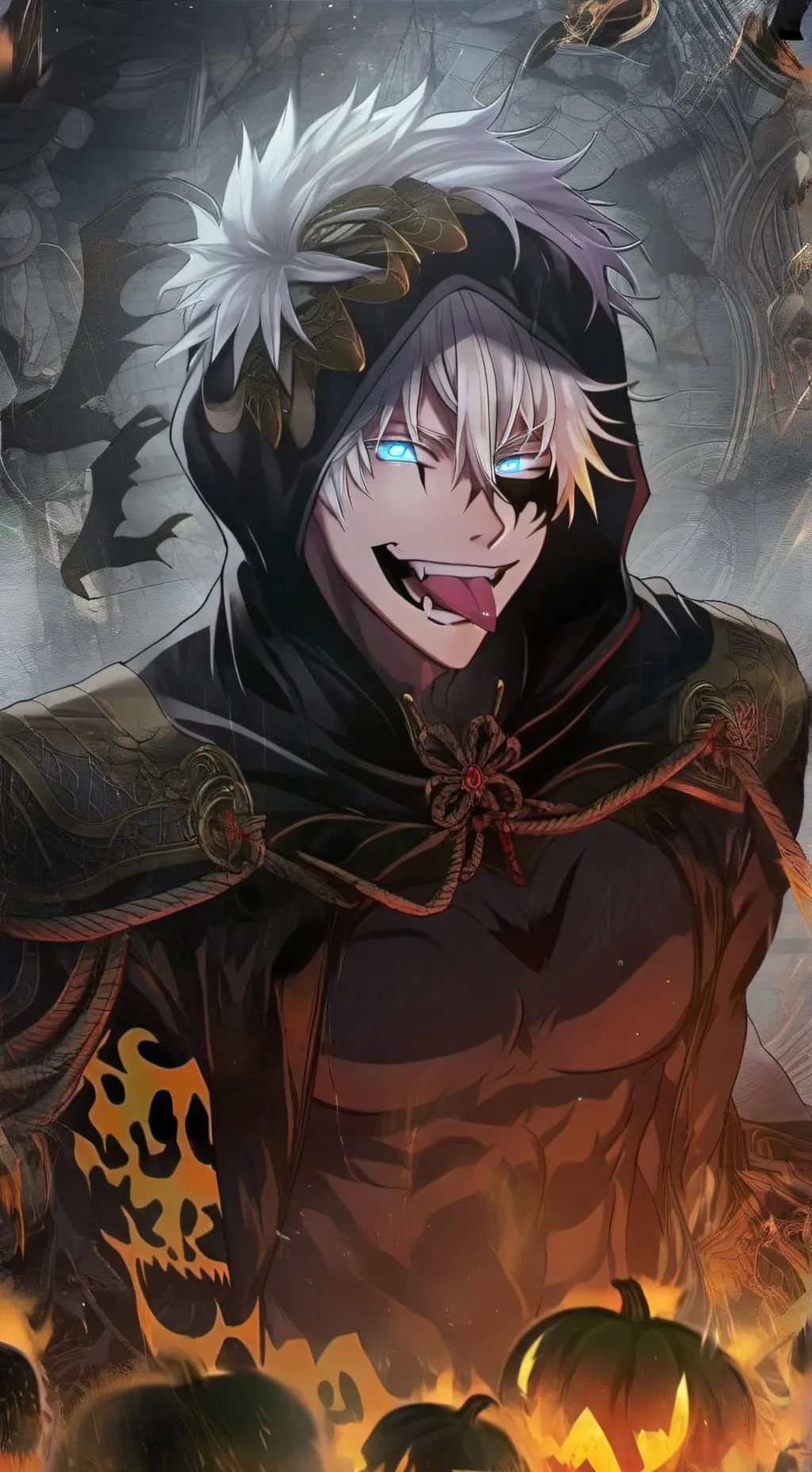 ai character: Gojo ghost face background