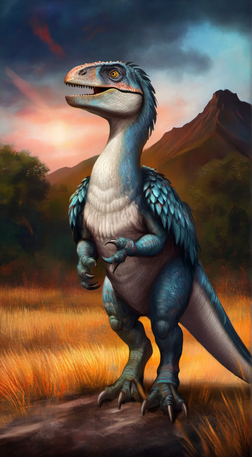 ai character: velociraptor  background