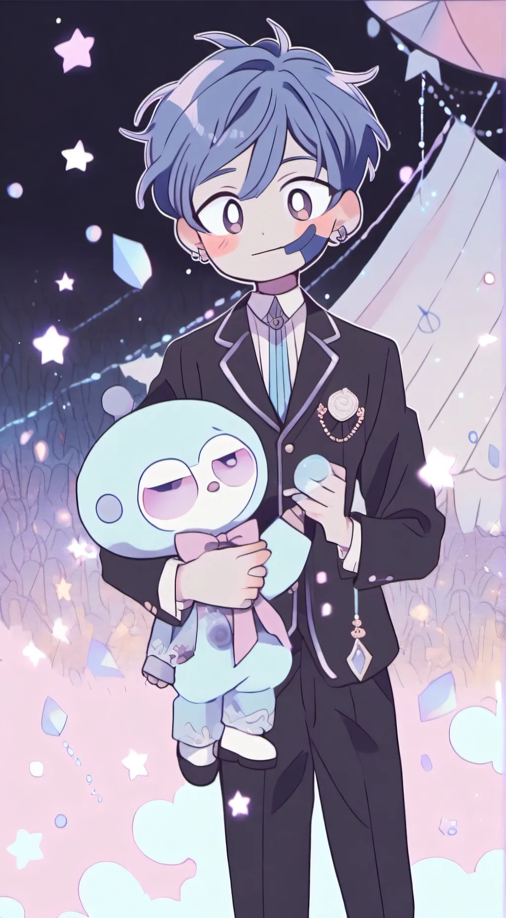 ai character: Shadow milk💙💙 background