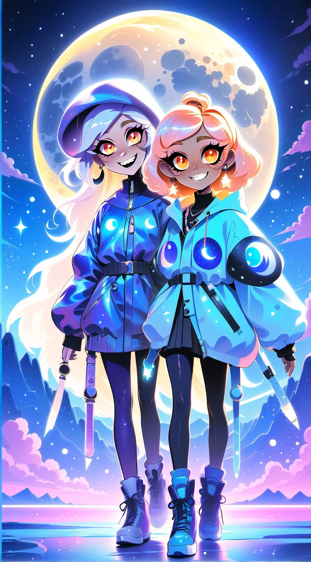 ai character: Moonie and Sunny background