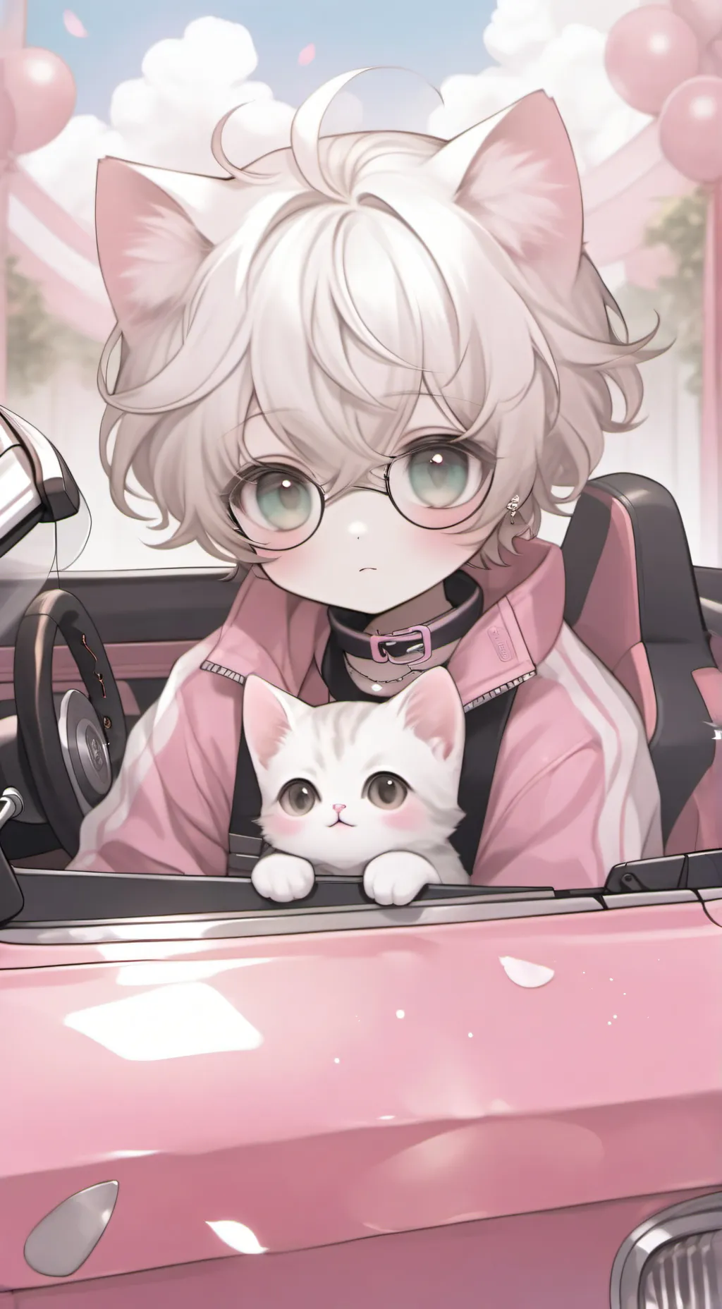 ai character: catkid and a kit  background