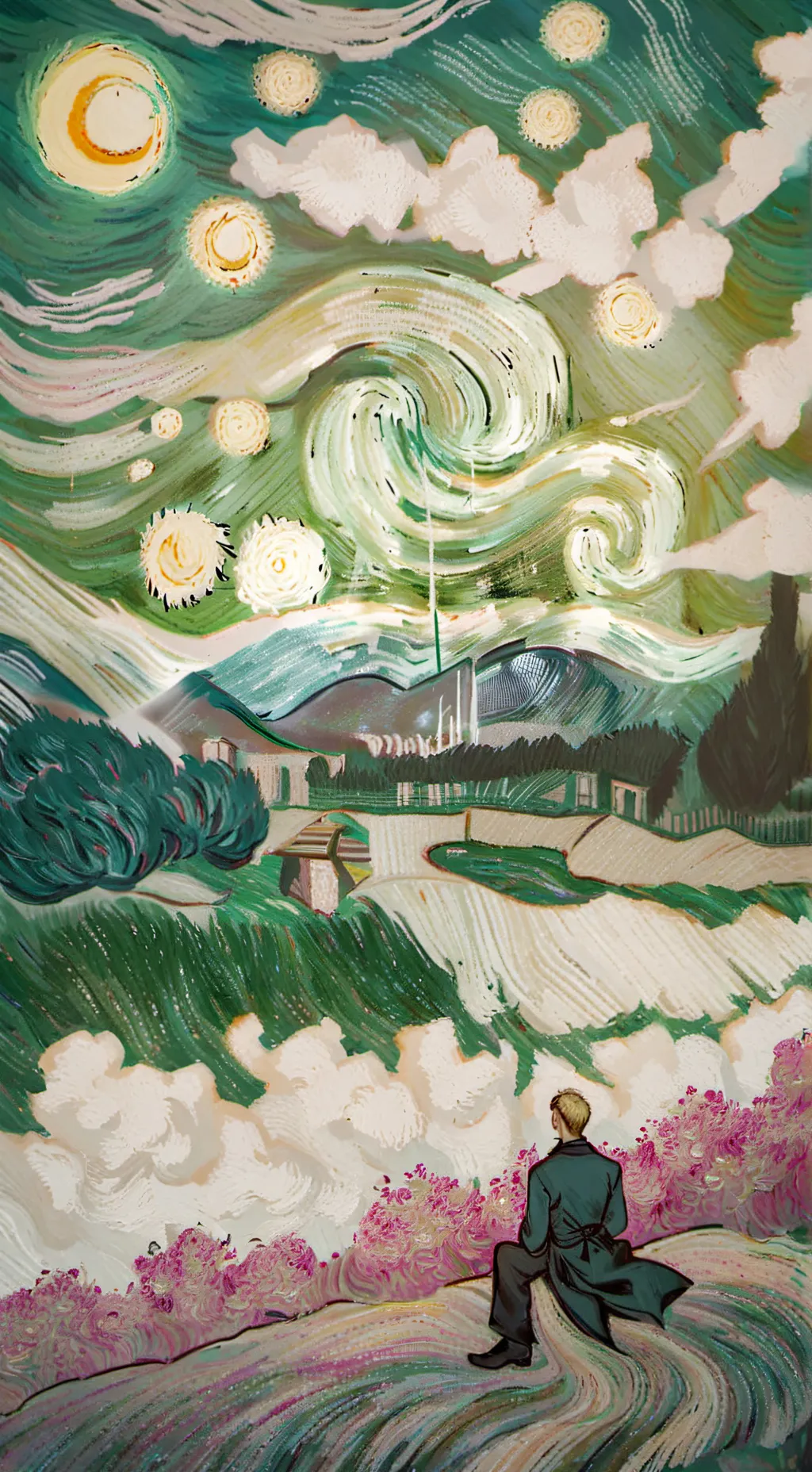 ai character: hypnotised background