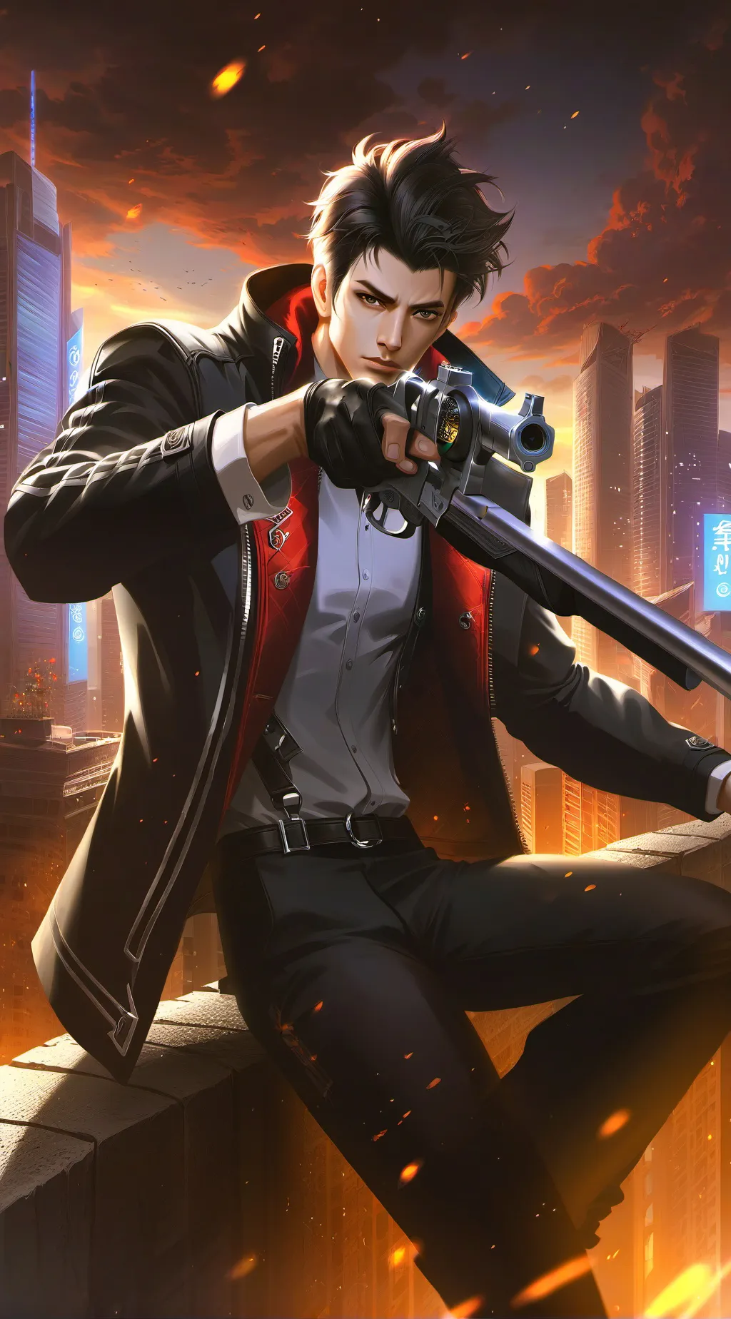 ai character: GUN TIME HAHAHAH background