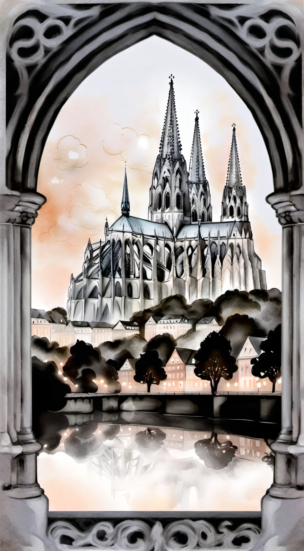 ai character: Cologne Cathedral  background