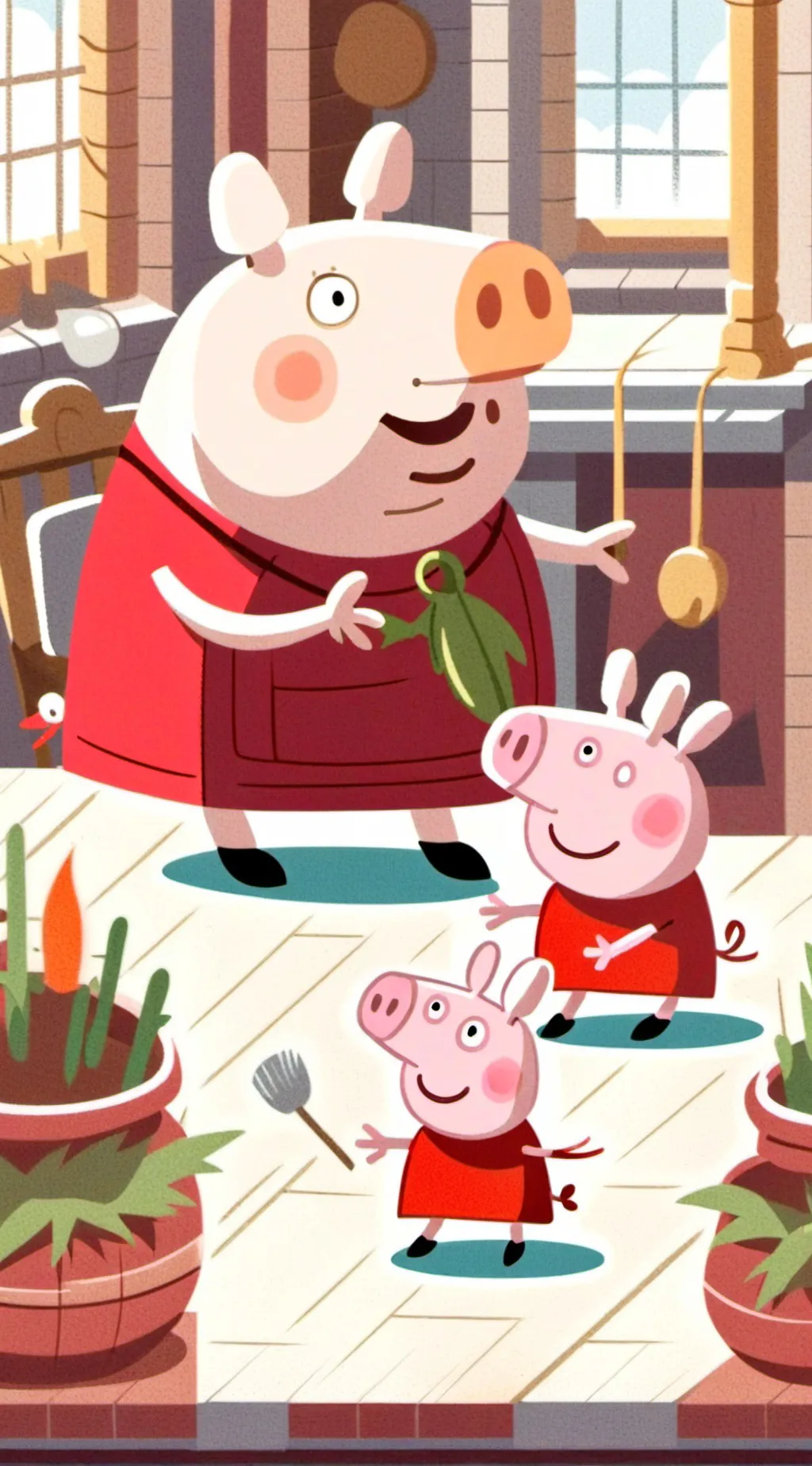 ai character: Peppa pig  background