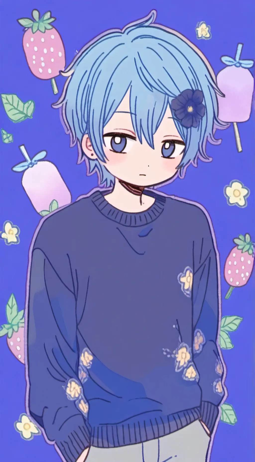 ai character: 🫐blueberry🫐 background