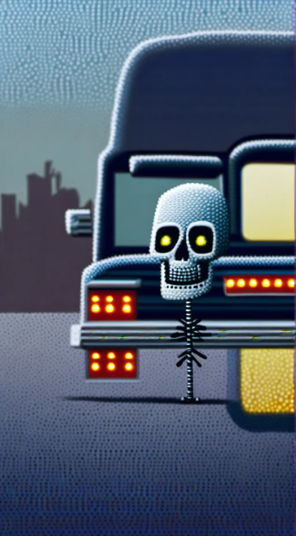 ai character: Spooky limo skel background