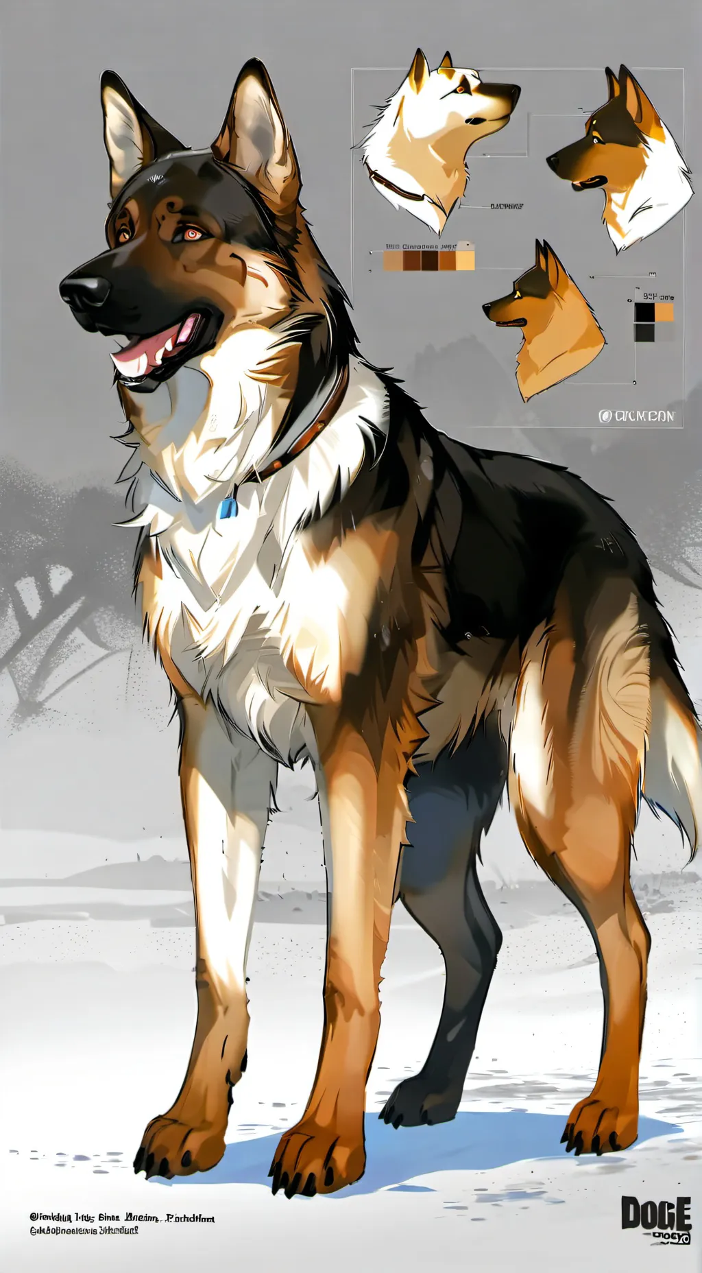 ai character: aveners dog background