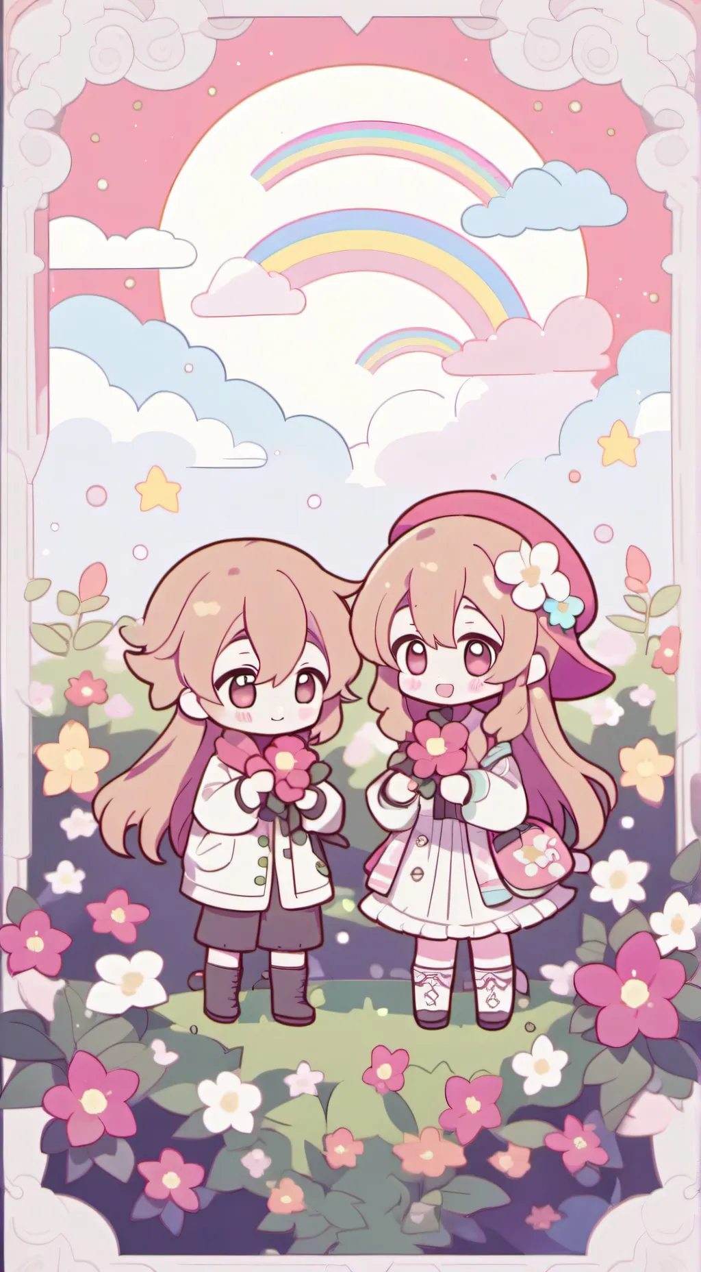 ai character: Moon￼ flower2￼ background