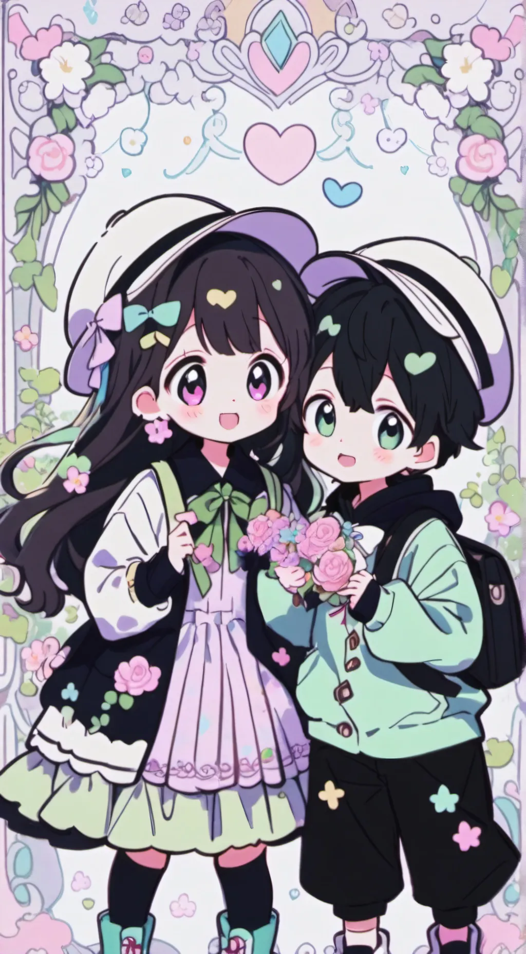 ai character: two little kids background