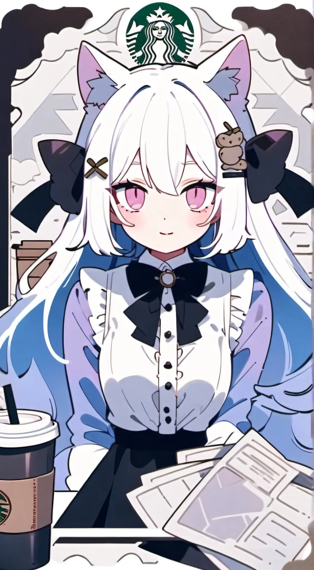 ai character: Starbucks worker background