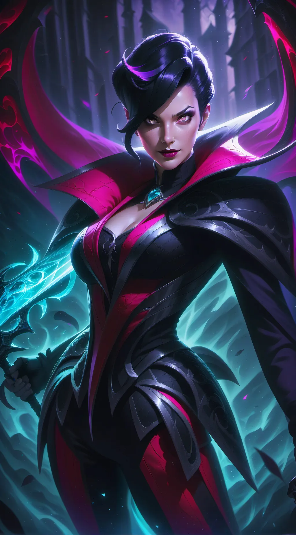 ai character: La Veuve noire  background