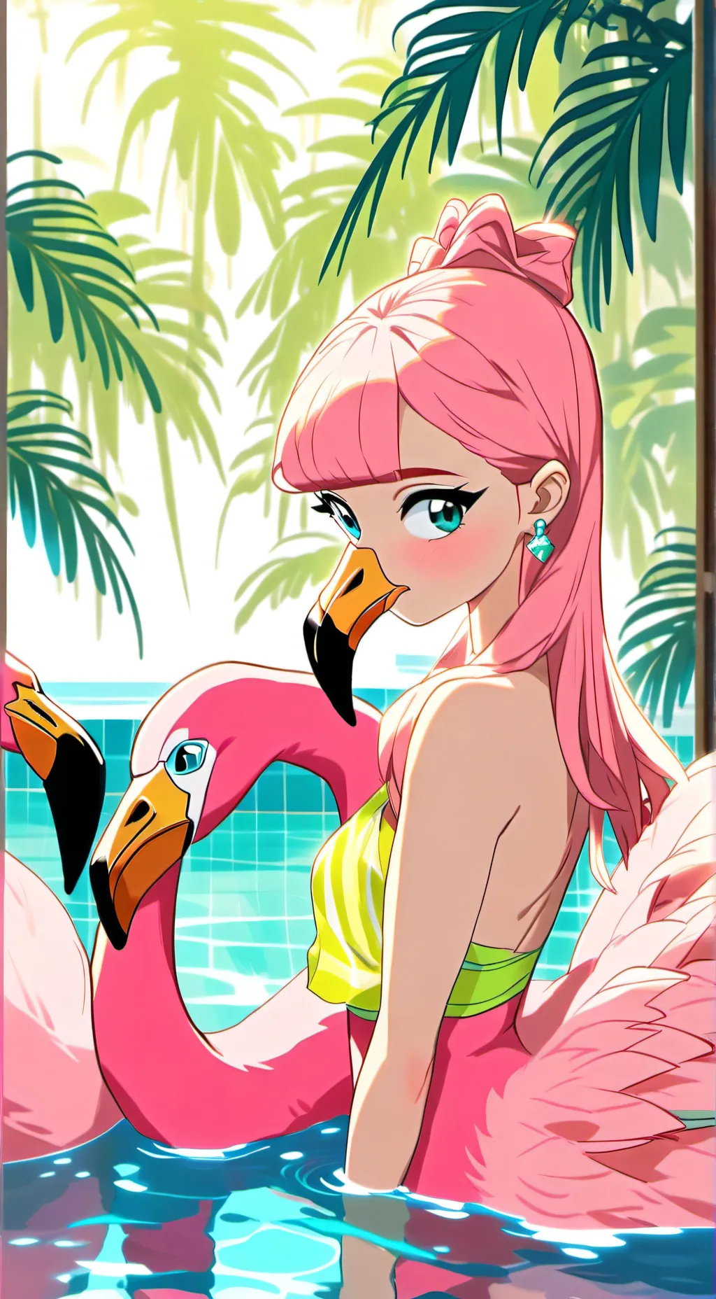 ai character: Flamingo Furry Spirit background