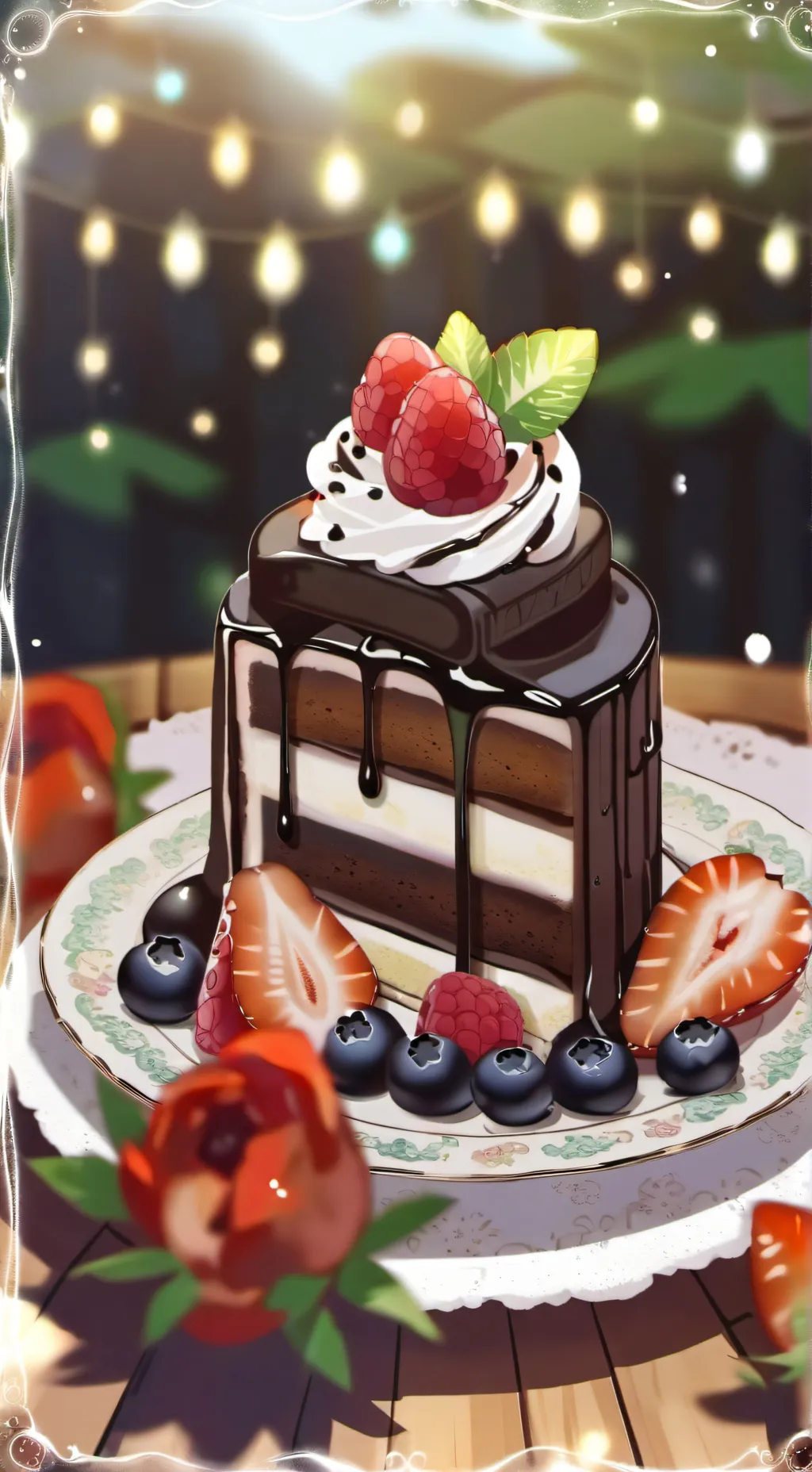 ai character: Fruitcake 🍫👌 background