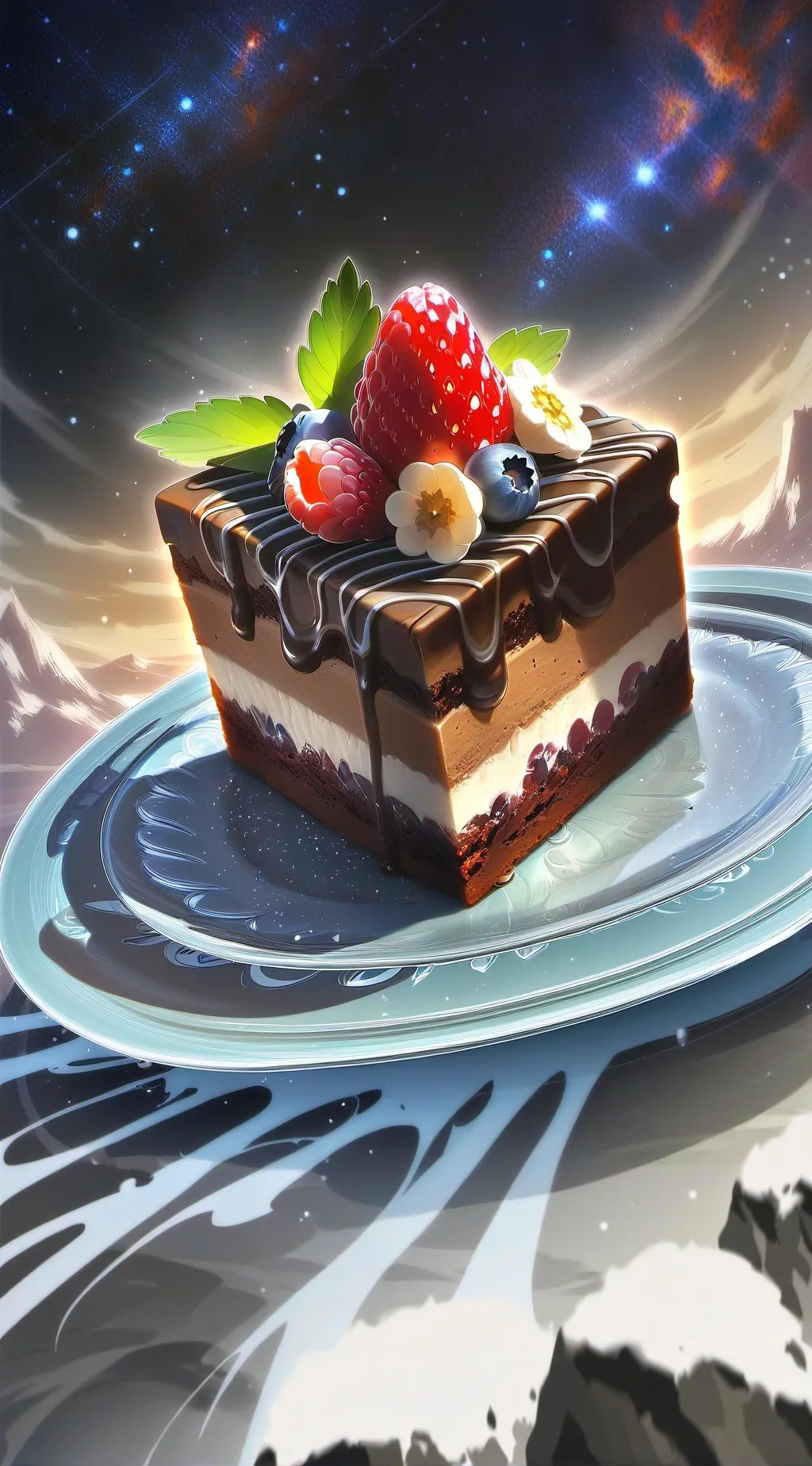 ai character: Fruit cake ￼￼ background