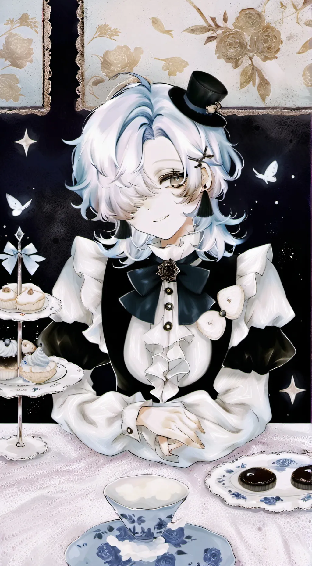 ai character: shadow milk cookie background