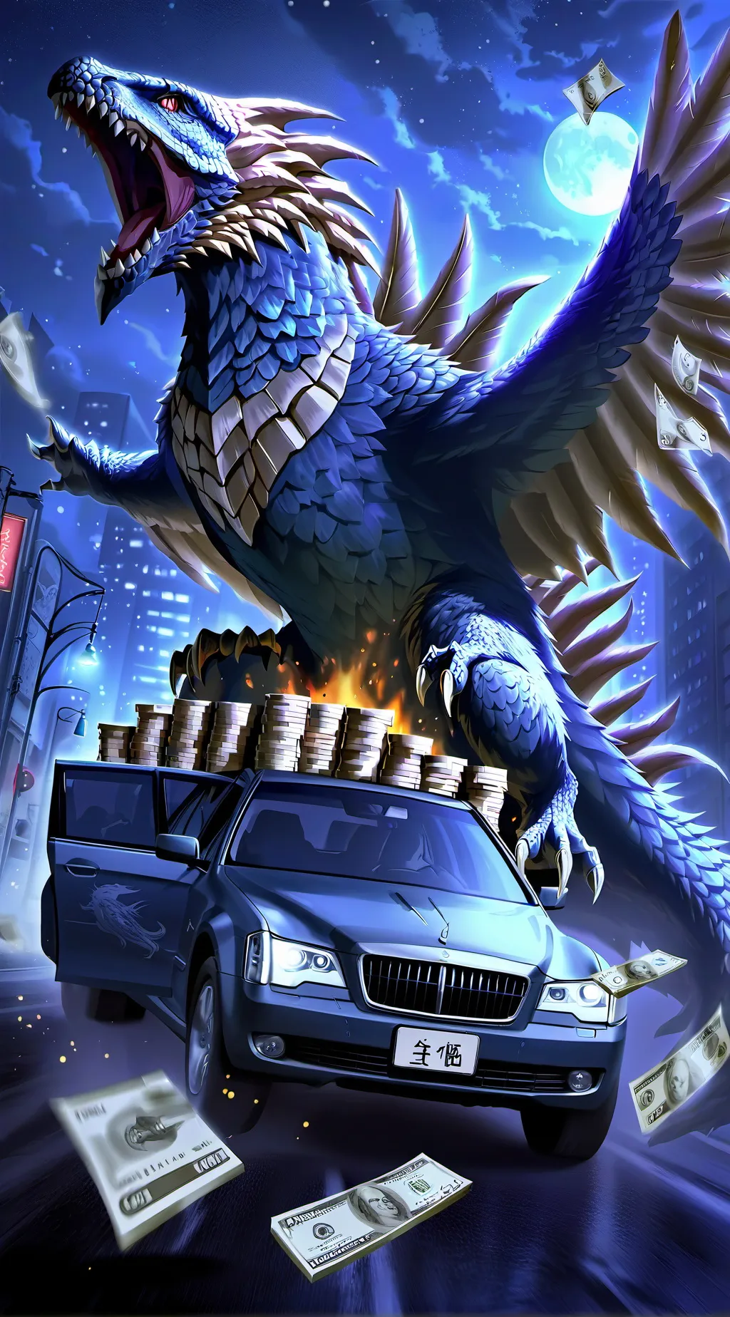 ai character: nick the Godzilla background