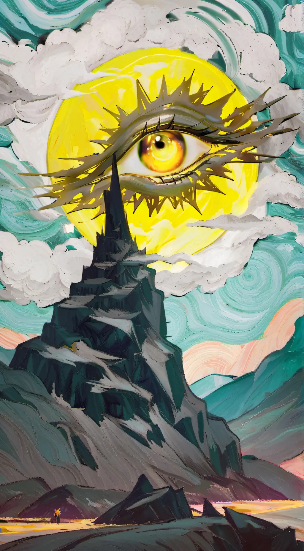 ai character: yellow eye of God background