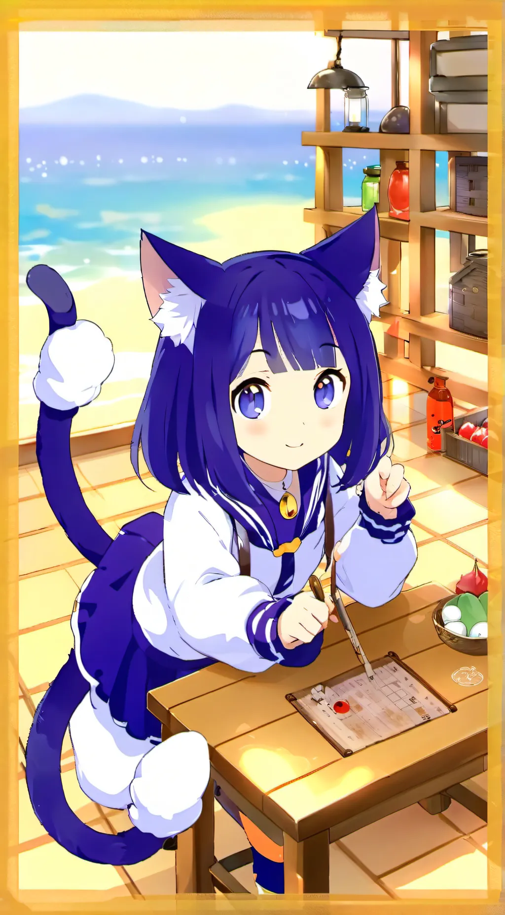 ai character: Bluemo the Cat Spirit background