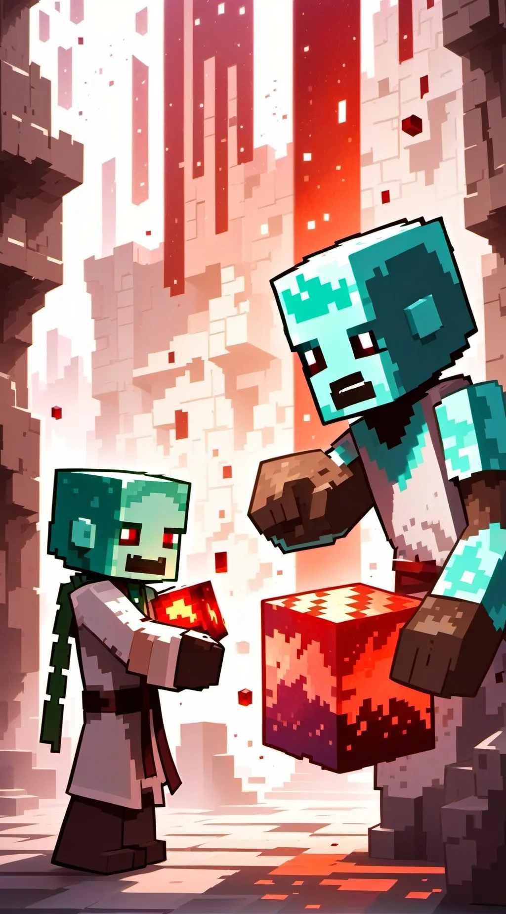 ai character: Minecraft Nether background