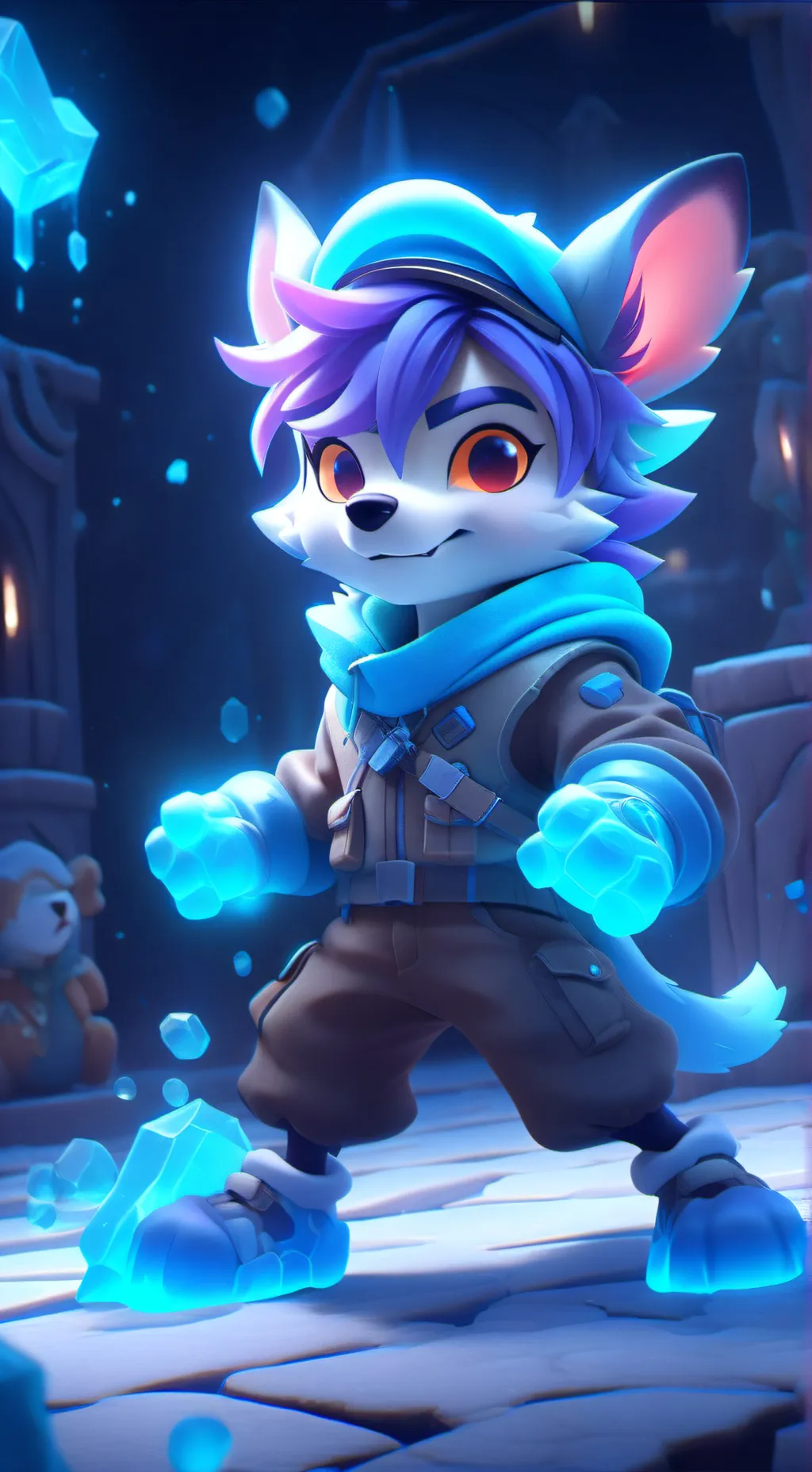 ai character: Police Wolfie ￼ background