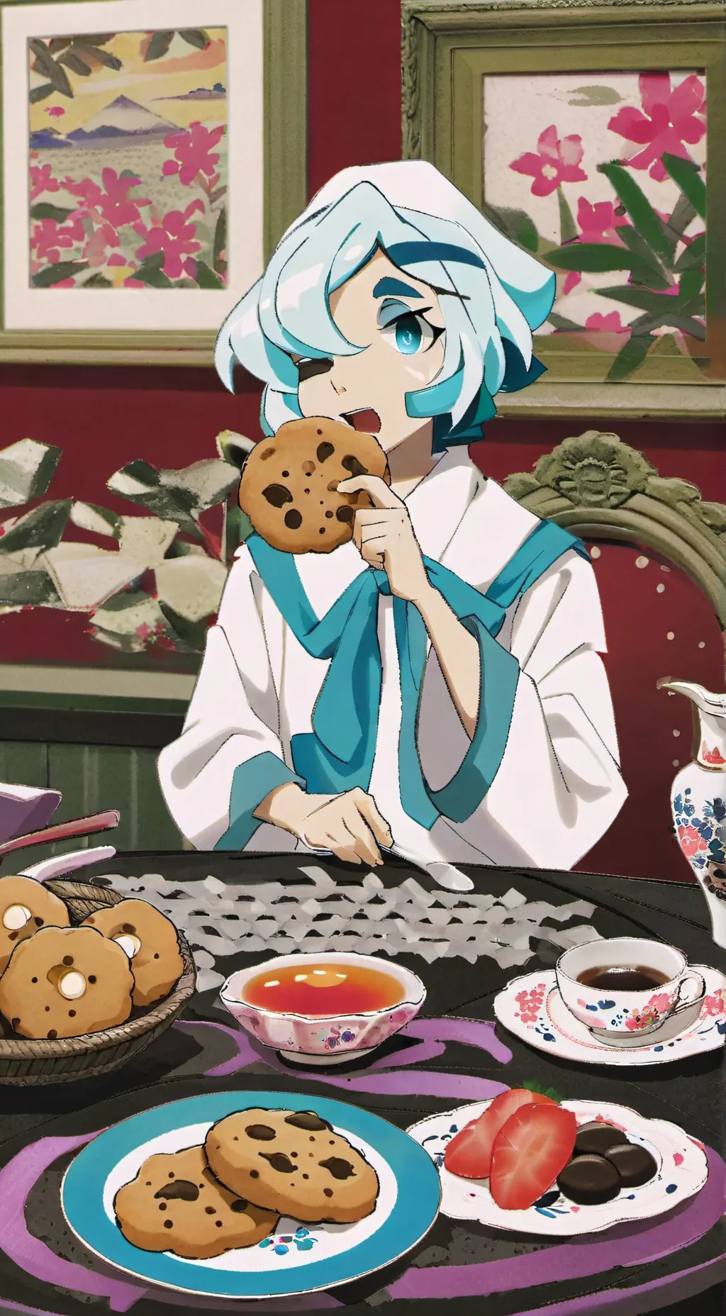 ai character: Shadow milk cookie background