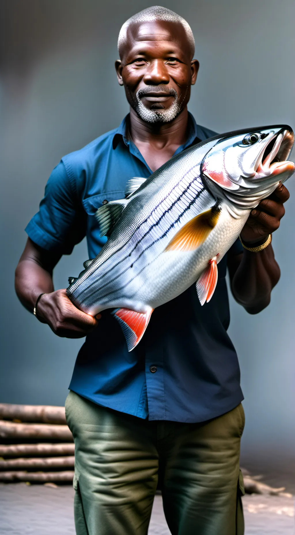 ai character: 1 lb fish  background