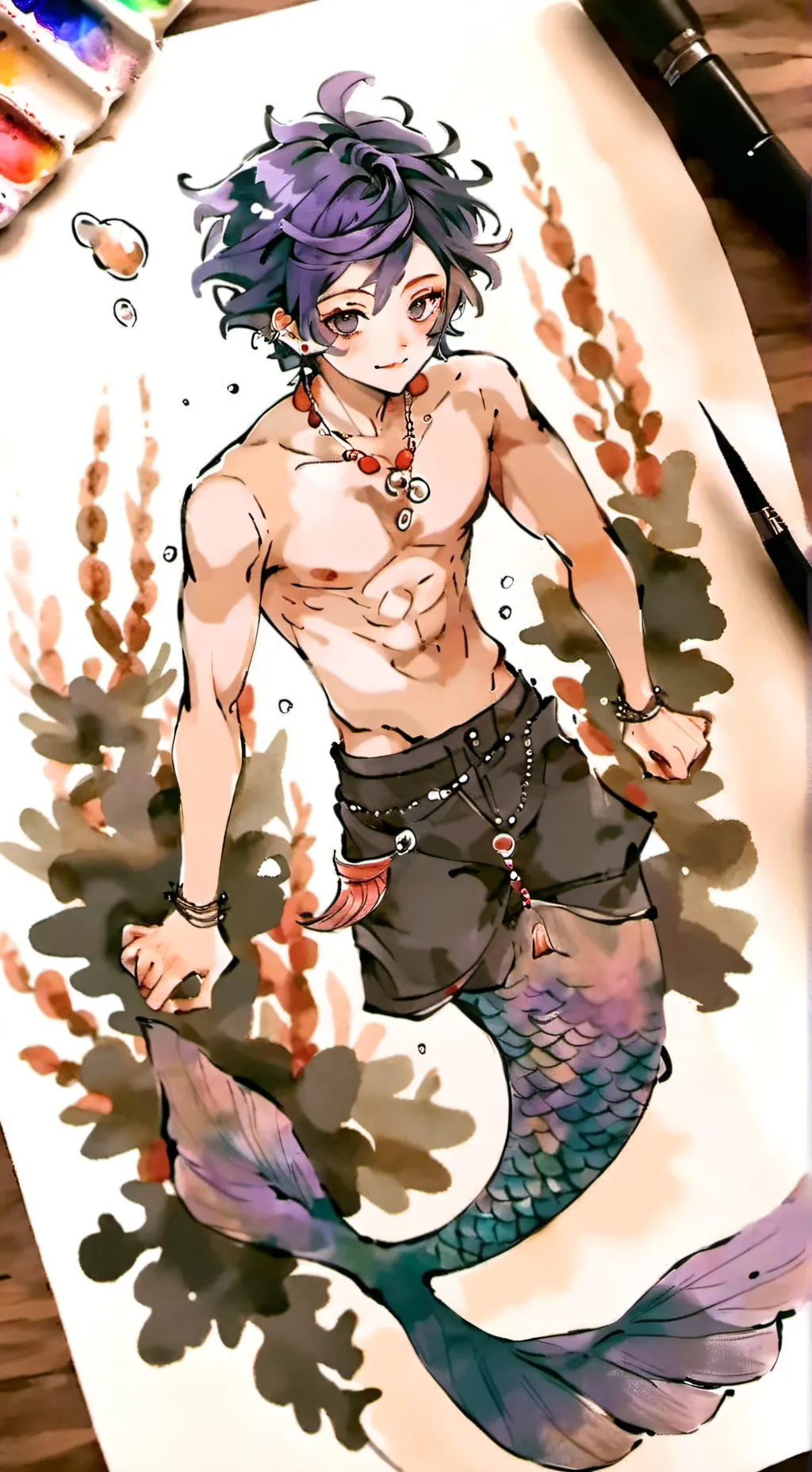 ai character: Mermaid scara  background