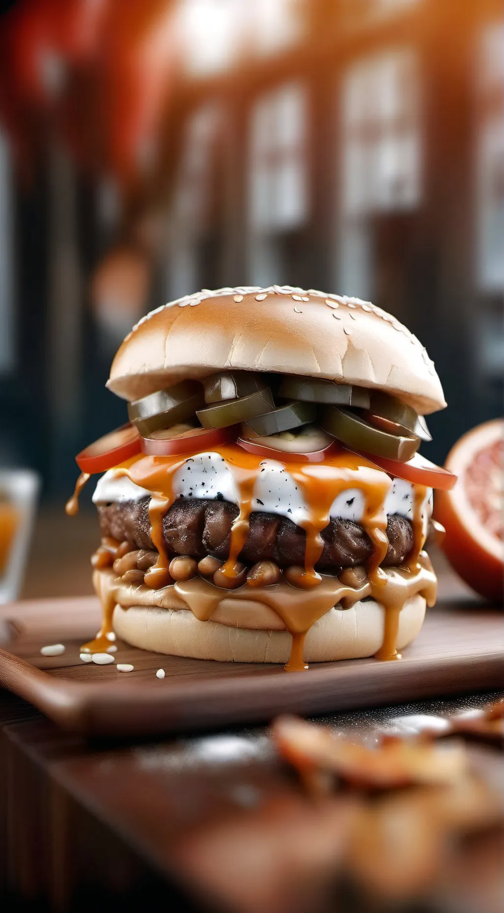 ai character: TALK HAMBURGER background